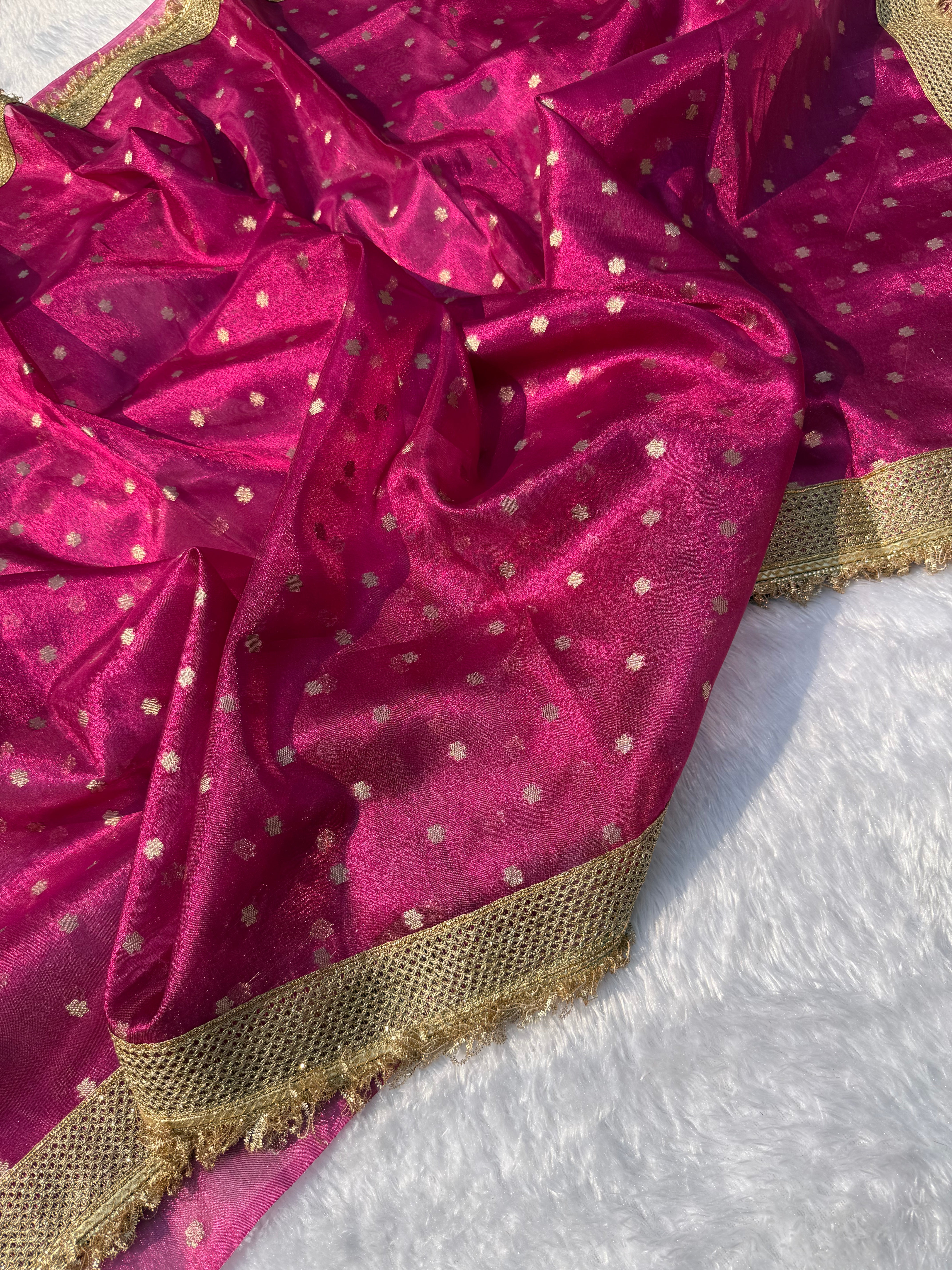 Alverina Function Wear Banarasi Tissue Silk Jaquard Zari Butti n Heavy lace Work Fancy Designer Saree For Women