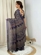 Load image into Gallery viewer, Unequalled Pure Mul Cotton Ajrakh Print With Mirror Work Fancy Designer Saree With Bucolic Blouse Piece
