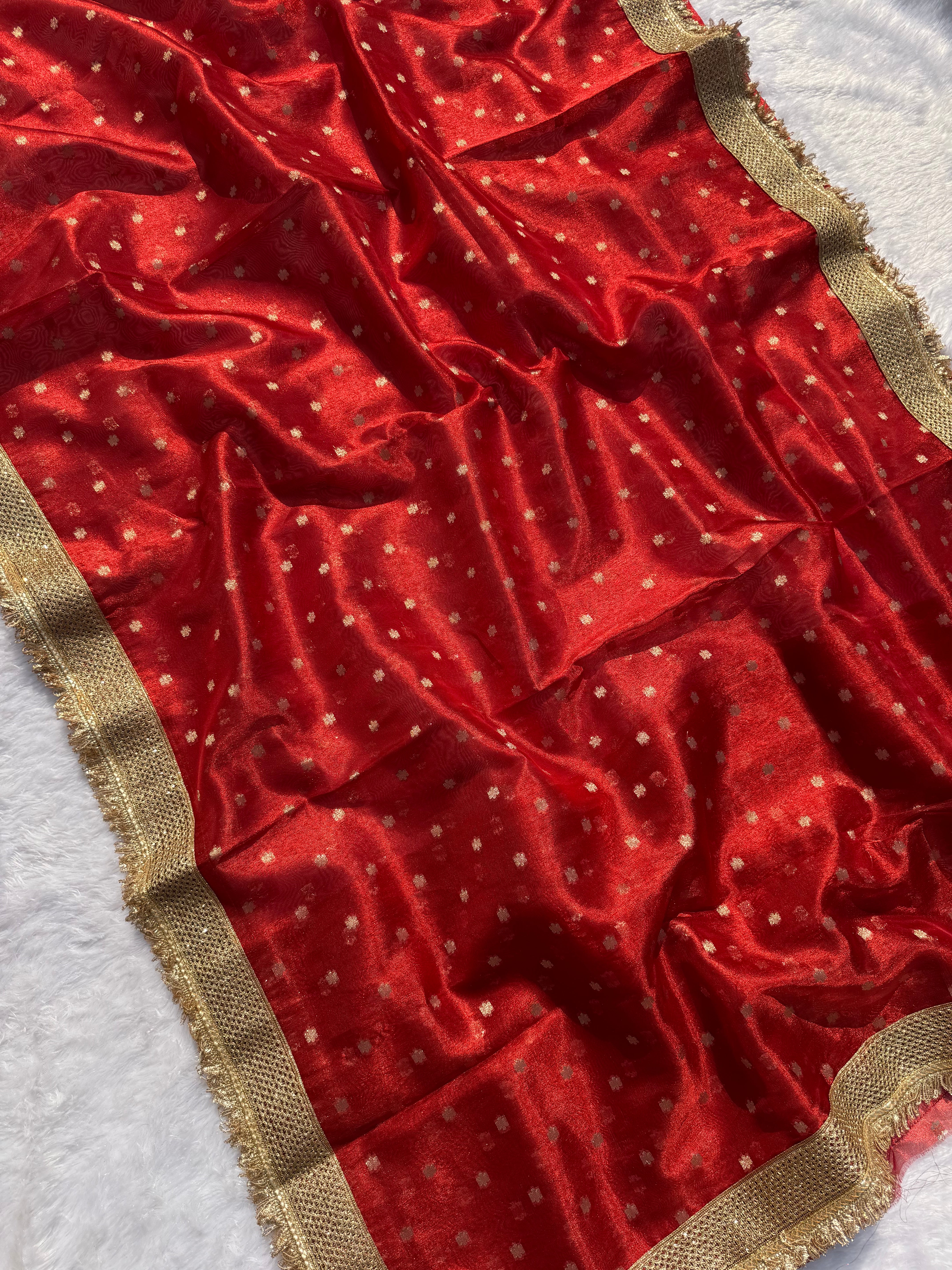 Alverina Function Wear Banarasi Tissue Silk Jaquard Zari Butti n Heavy lace Work Fancy Designer Saree For Women