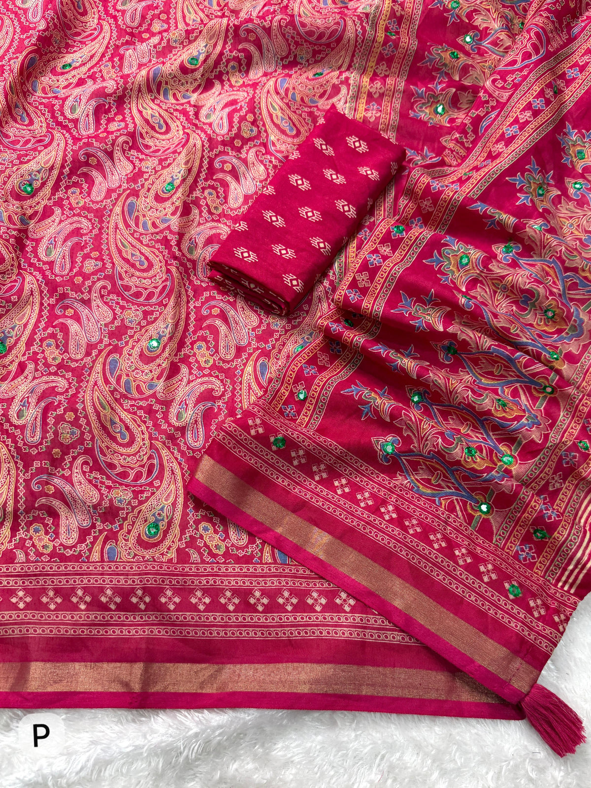 Unequalled Pure Mul Cotton Ajrakh Print With Mirror Work Fancy Designer Saree With Bucolic Blouse Piece