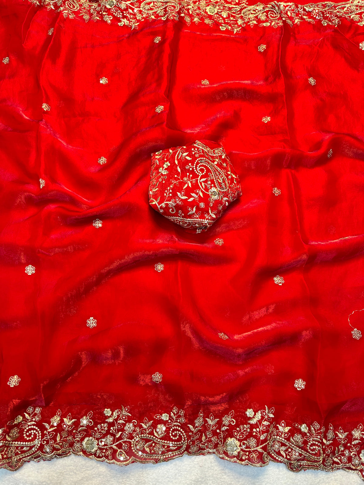 Admirable Wedding Wear Silk Heavy Embroidery n Aarco Work Fancy Designer Saree With Elegant Blouse Piece