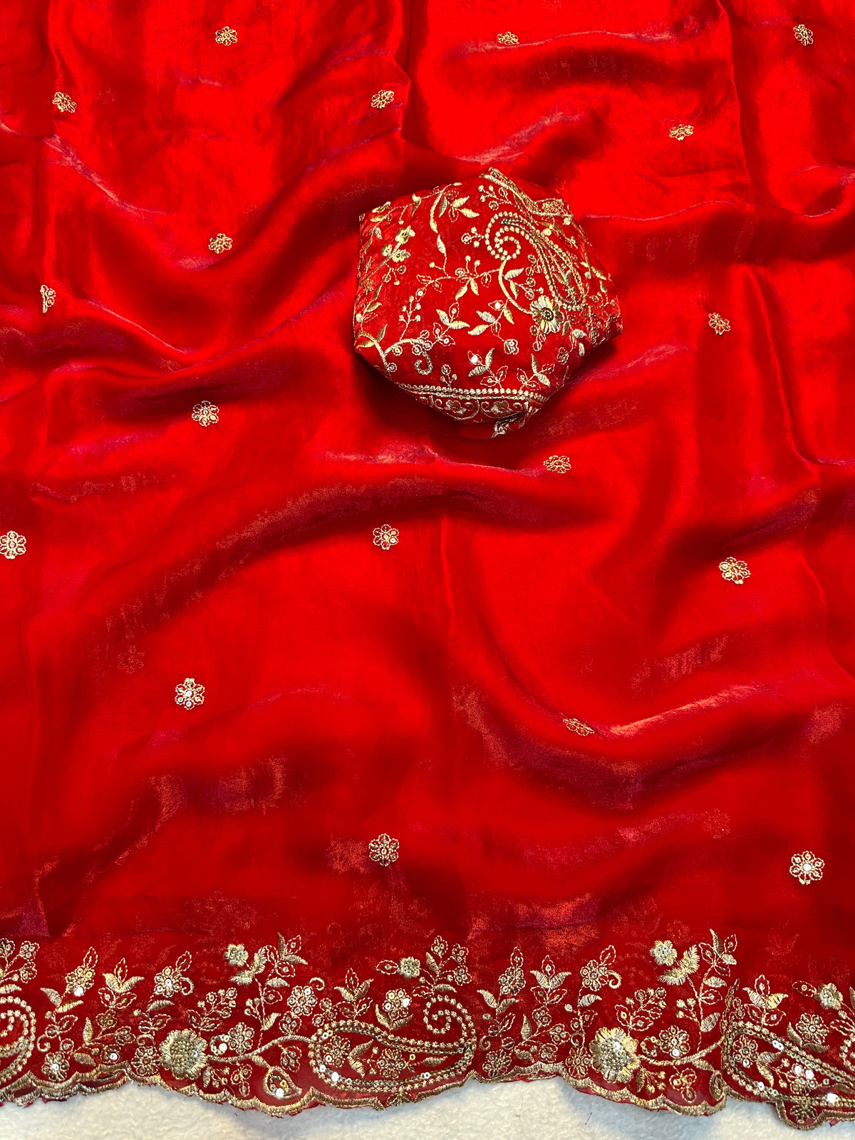 Admirable Wedding Wear Silk Heavy Embroidery n Aarco Work Fancy Designer Saree With Elegant Blouse Piece
