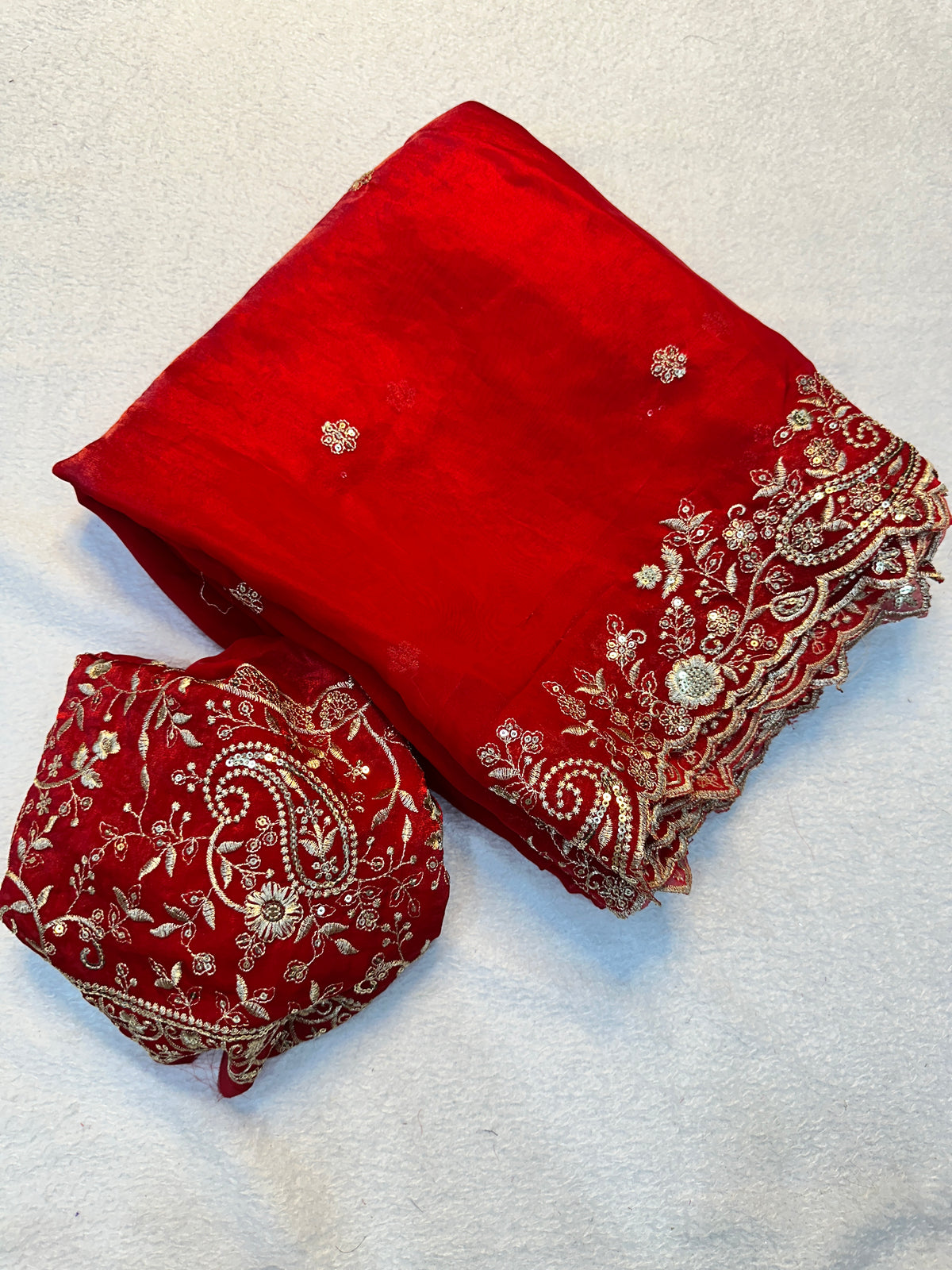 Admirable Wedding Wear Silk Heavy Embroidery n Aarco Work Fancy Designer Saree With Elegant Blouse Piece