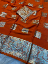 Load image into Gallery viewer, Effervescent Festive Wear Pure Viscose Georgette Jacquard Weaving Border Fancy  Saree With Blouse Piece
