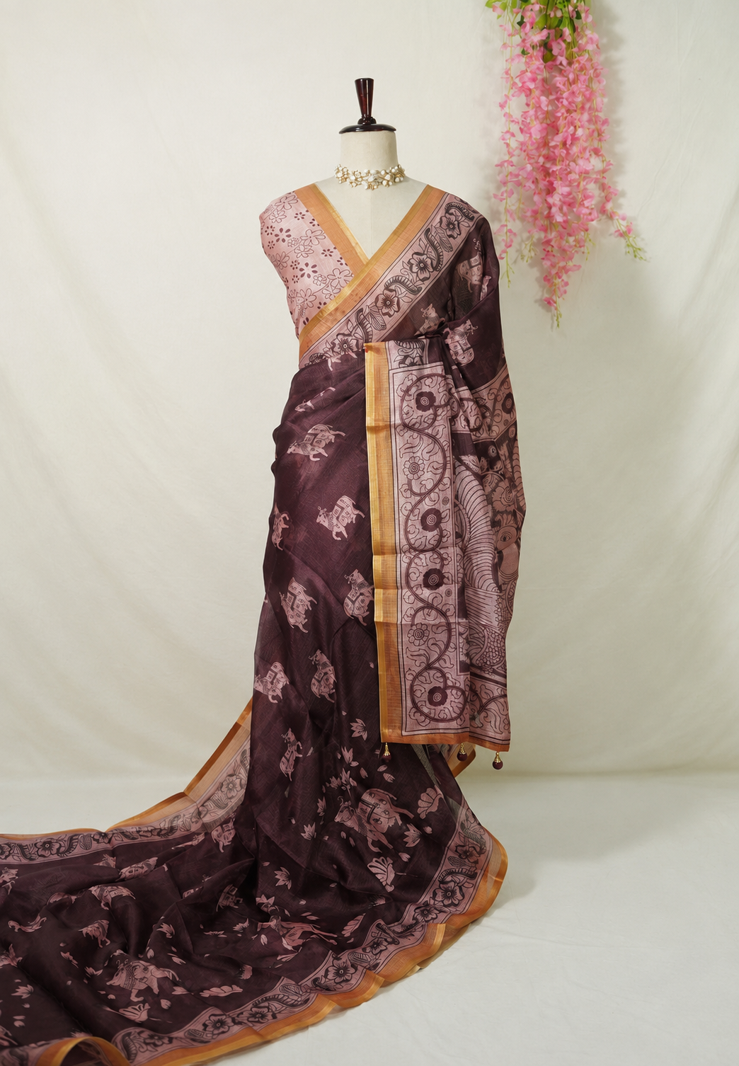 Gorgeous Festive Wear Cotton Silk Floral Prints Fancy Saree With Unstitched Blouse Piece