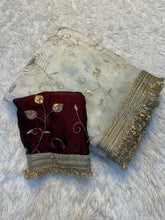 Load image into Gallery viewer, Gratifying Party Wear Silk Embroidery n Sequence Work Saree With Contrast Blouse Piece
