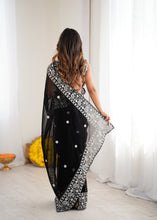 Load image into Gallery viewer, Opulent Party Wear Silk Georgette Thread Sequence Work Fancy Designer Saree With Unstitched Blouse
