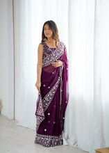 Load image into Gallery viewer, Opulent Party Wear Silk Georgette Thread Sequence Work Fancy Designer Saree With Unstitched Blouse
