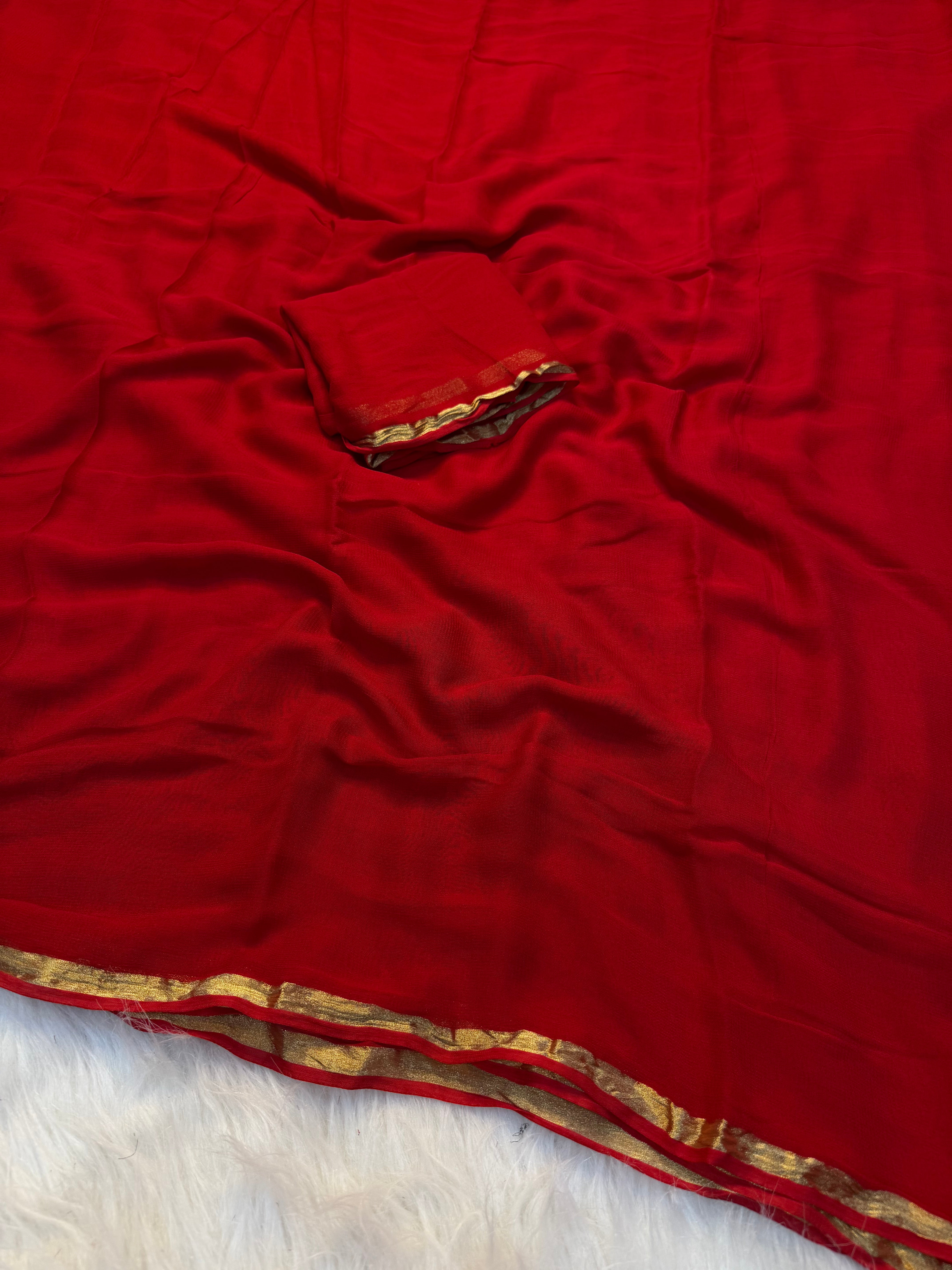 Incredible Function Wear Brown Colour Pure Viscose Georgette Zari Work Fancy Border Saree With Blouse Piece