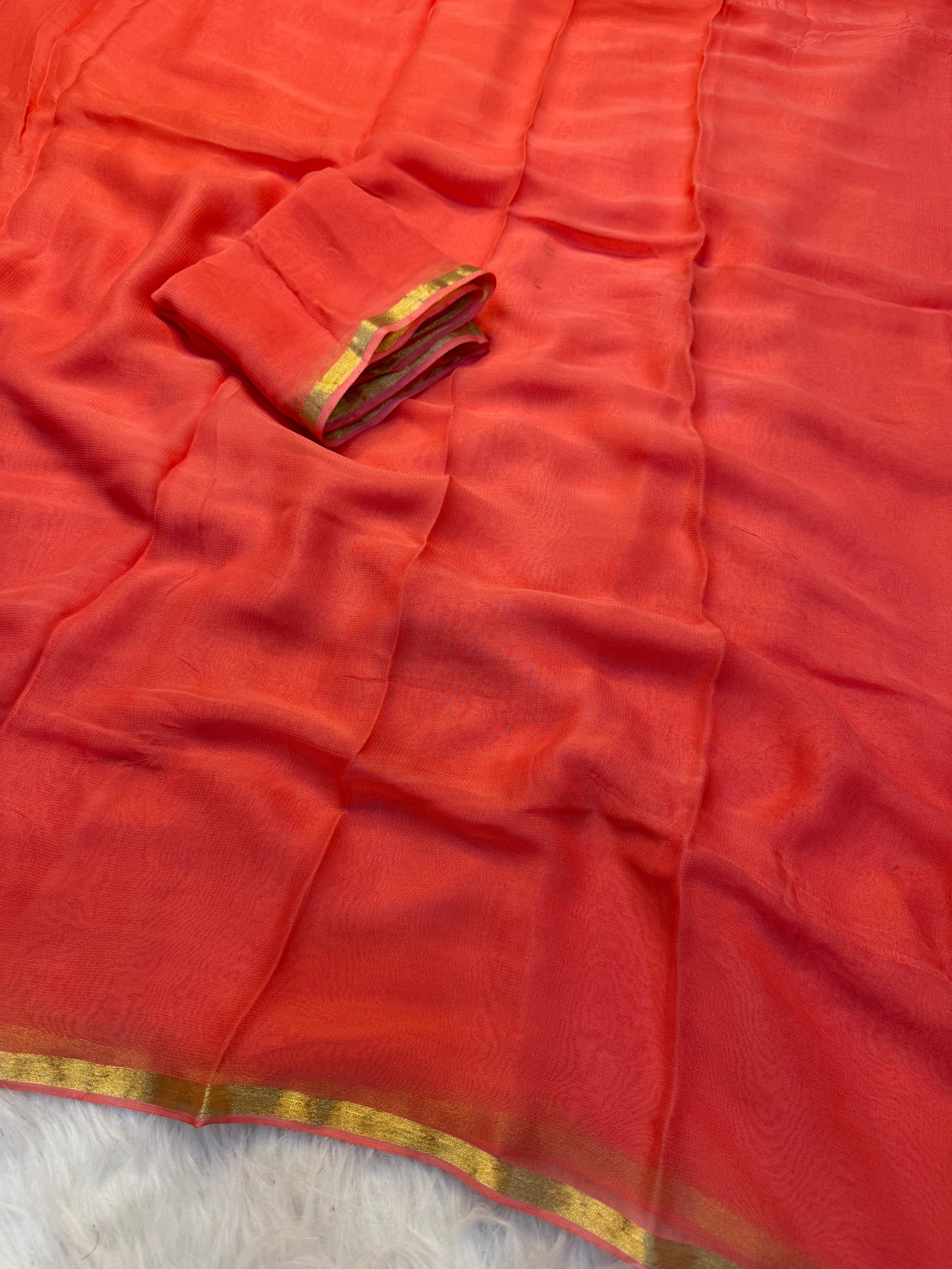 Incredible Function Wear Brown Colour Pure Viscose Georgette Zari Work Fancy Border Saree With Blouse Piece
