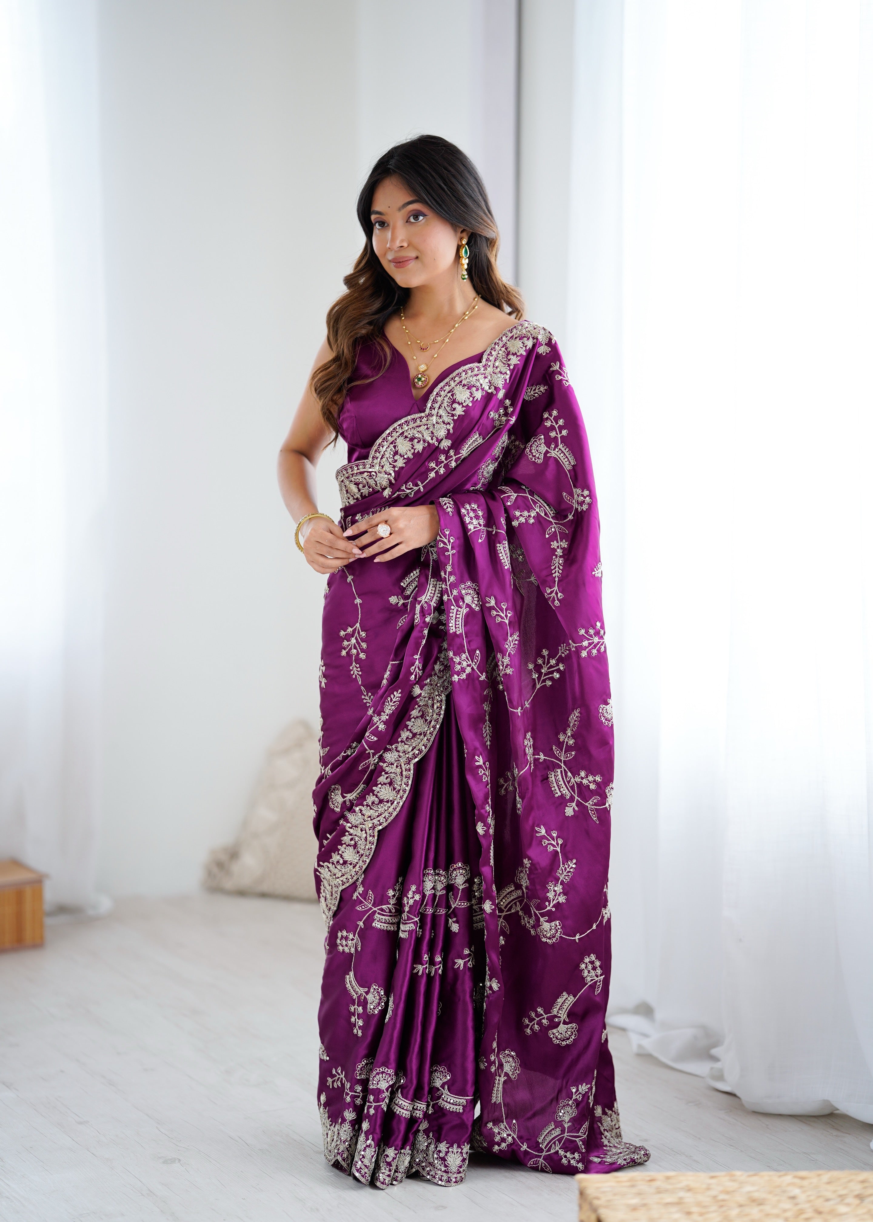 Graceful Festive Wear Silk Thread n Sequence Work Fancy Designer Saree With Blissful Unstitched Blouse