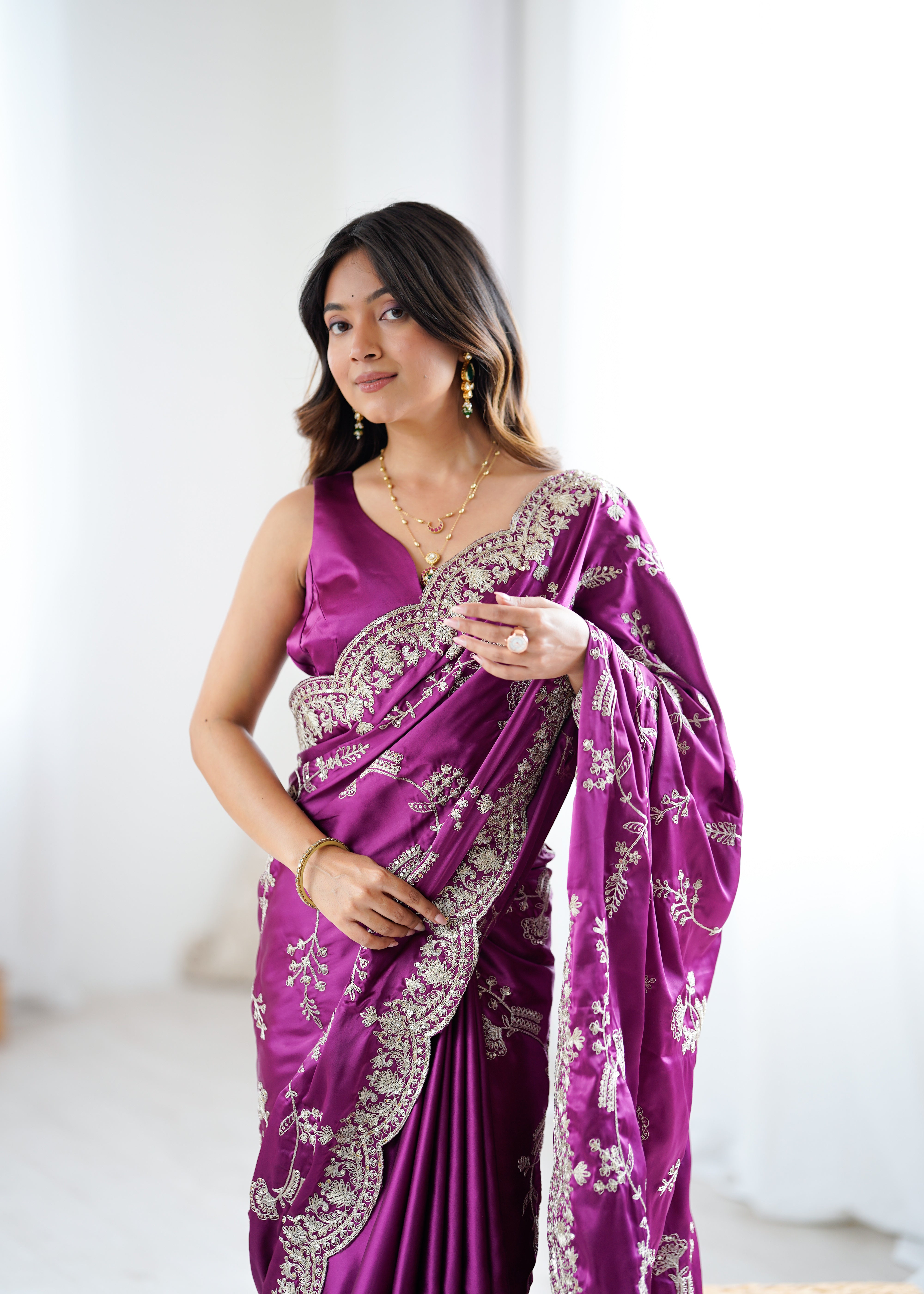 Graceful Festive Wear Silk Thread n Sequence Work Fancy Designer Saree With Blissful Unstitched Blouse
