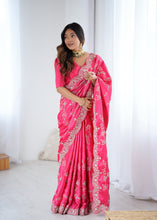 Load image into Gallery viewer, Graceful Festive Wear Silk Thread n Sequence Work Fancy Designer Saree With Blissful Unstitched Blouse
