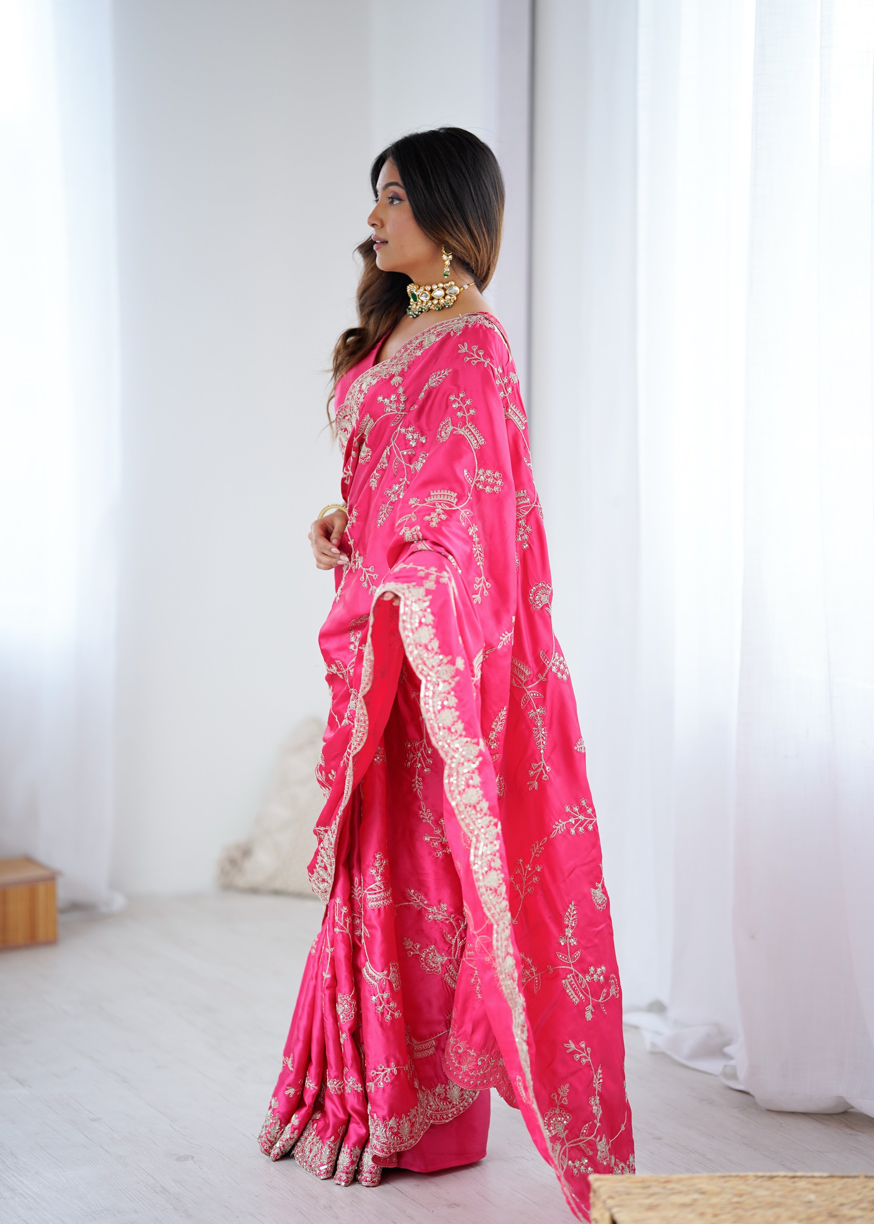 Graceful Festive Wear Silk Thread n Sequence Work Fancy Designer Saree With Blissful Unstitched Blouse