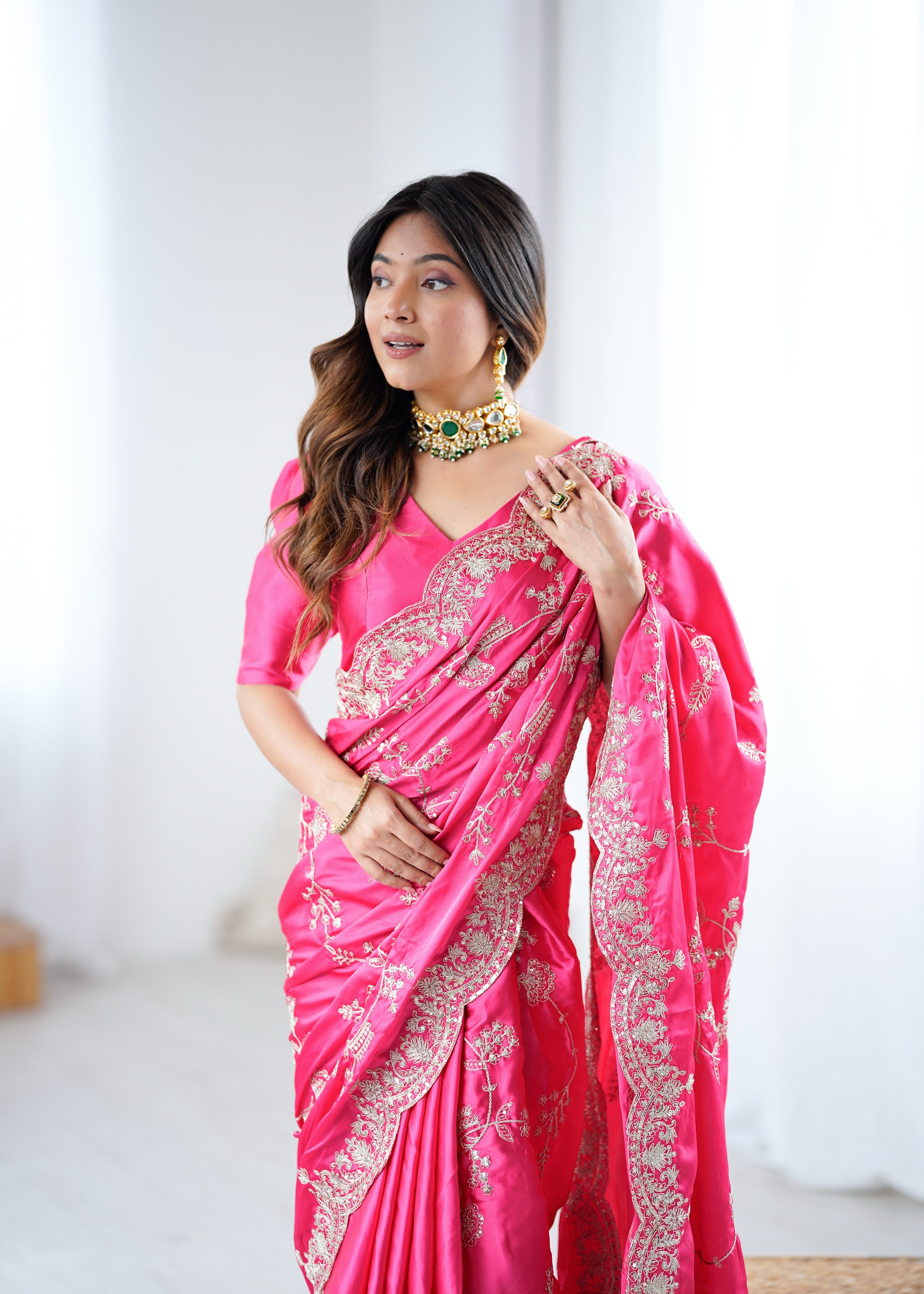 Graceful Festive Wear Silk Thread n Sequence Work Fancy Designer Saree With Blissful Unstitched Blouse