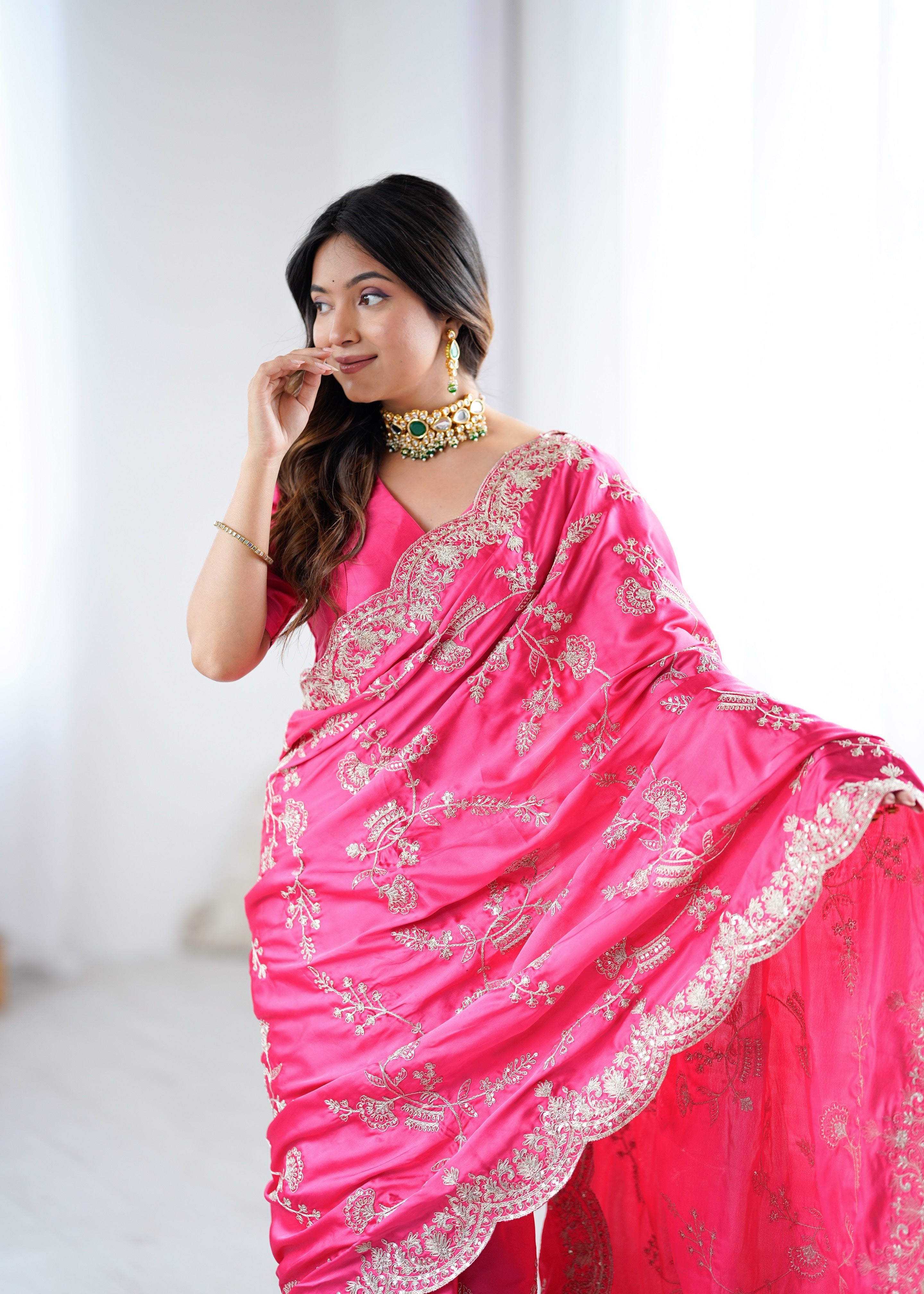 Graceful Festive Wear Silk Thread n Sequence Work Fancy Designer Saree With Blissful Unstitched Blouse