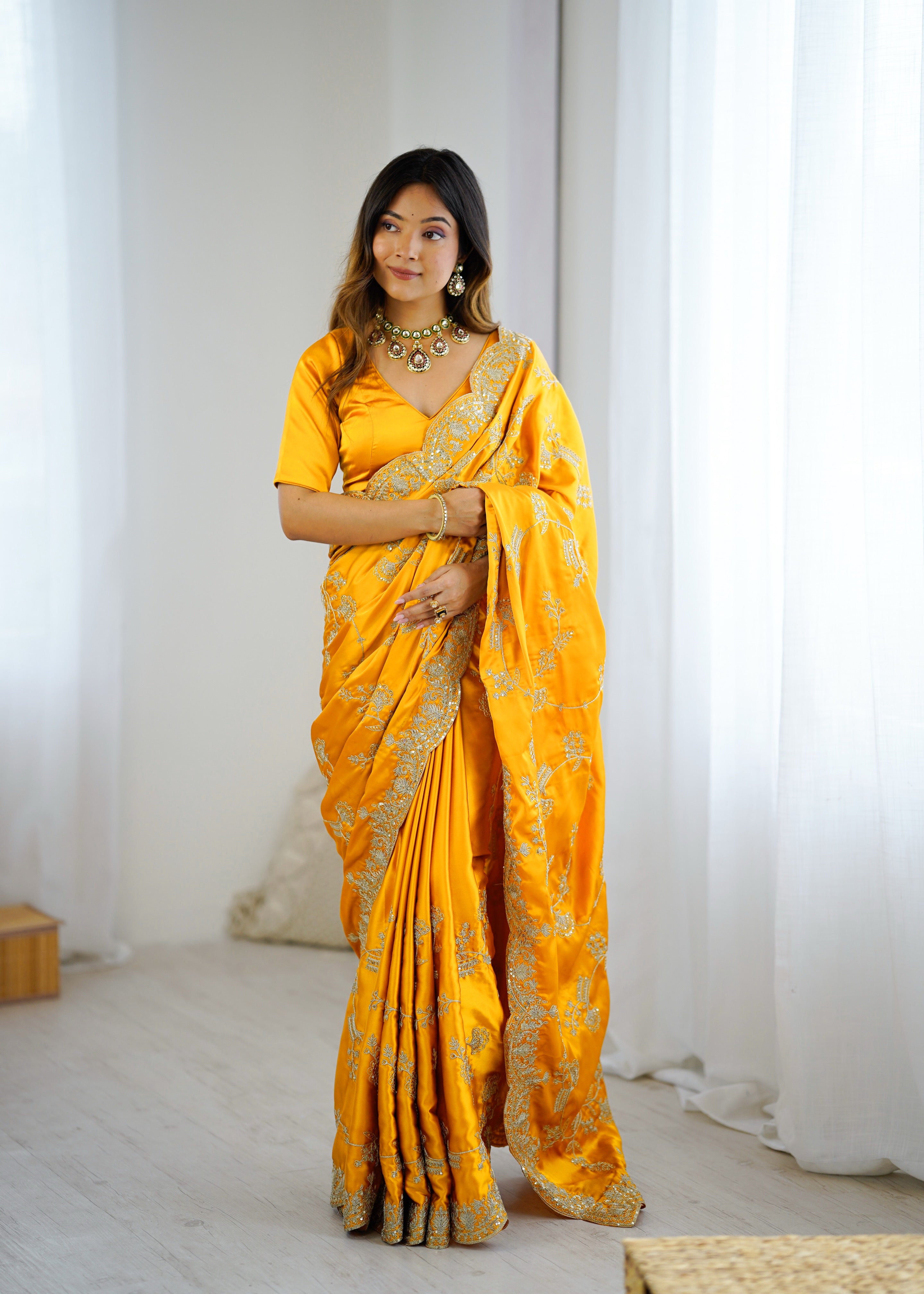 Graceful Festive Wear Silk Thread n Sequence Work Fancy Designer Saree With Blissful Unstitched Blouse