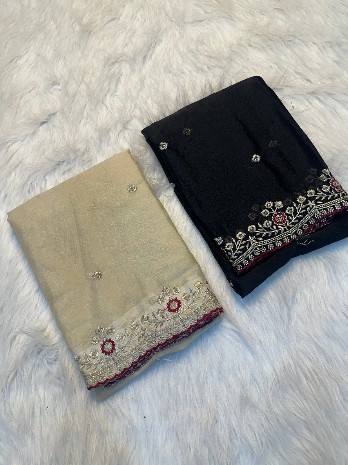 Graceful Party Wear Georgette Multi Embroidery n Thread Work Fancy Saree With Ravishing Blouse Piece