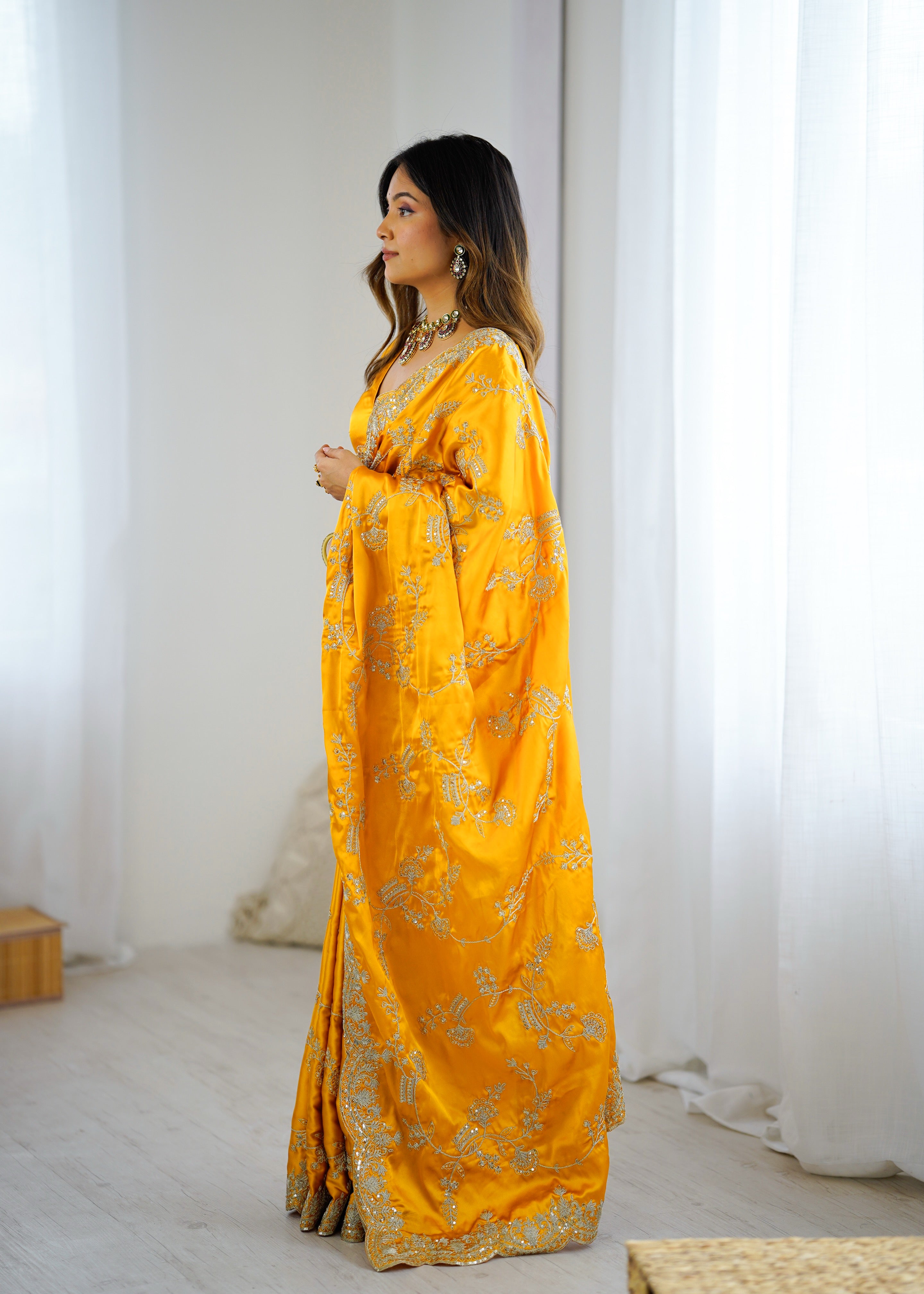Graceful Festive Wear Silk Thread n Sequence Work Fancy Designer Saree With Blissful Unstitched Blouse