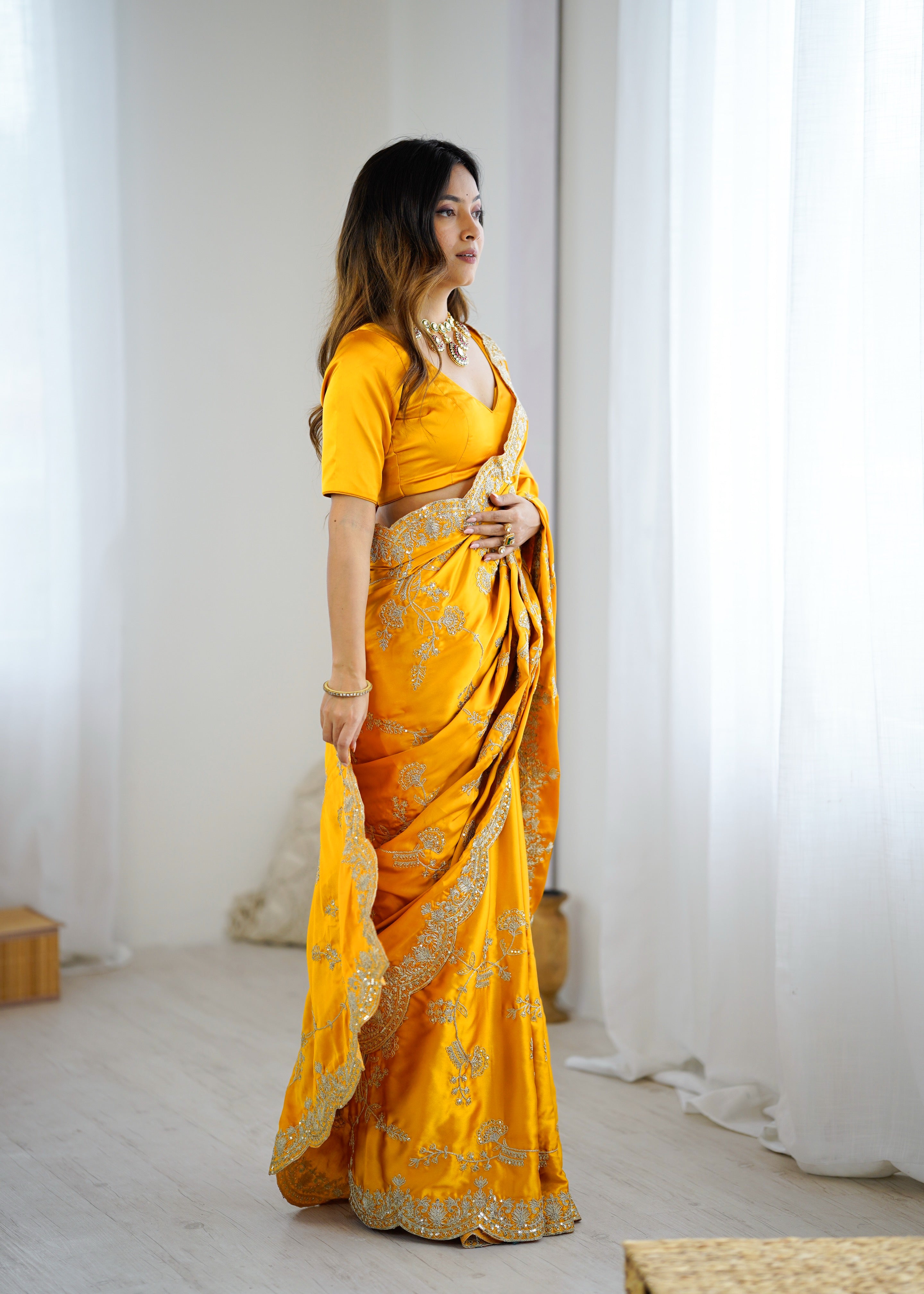Graceful Festive Wear Silk Thread n Sequence Work Fancy Designer Saree With Blissful Unstitched Blouse