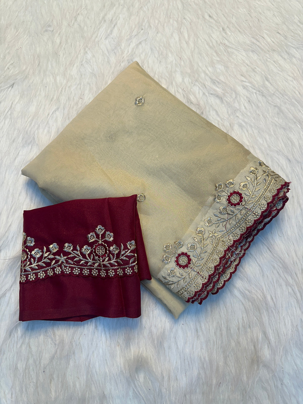 Graceful Party Wear Georgette Multi Embroidery n Thread Work Fancy Saree With Ravishing Blouse Piece