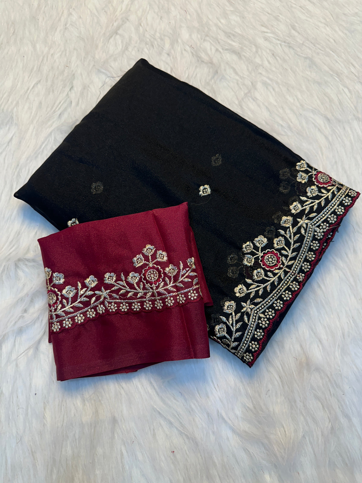 Graceful Party Wear Georgette Multi Embroidery n Thread Work Fancy Saree With Ravishing Blouse Piece