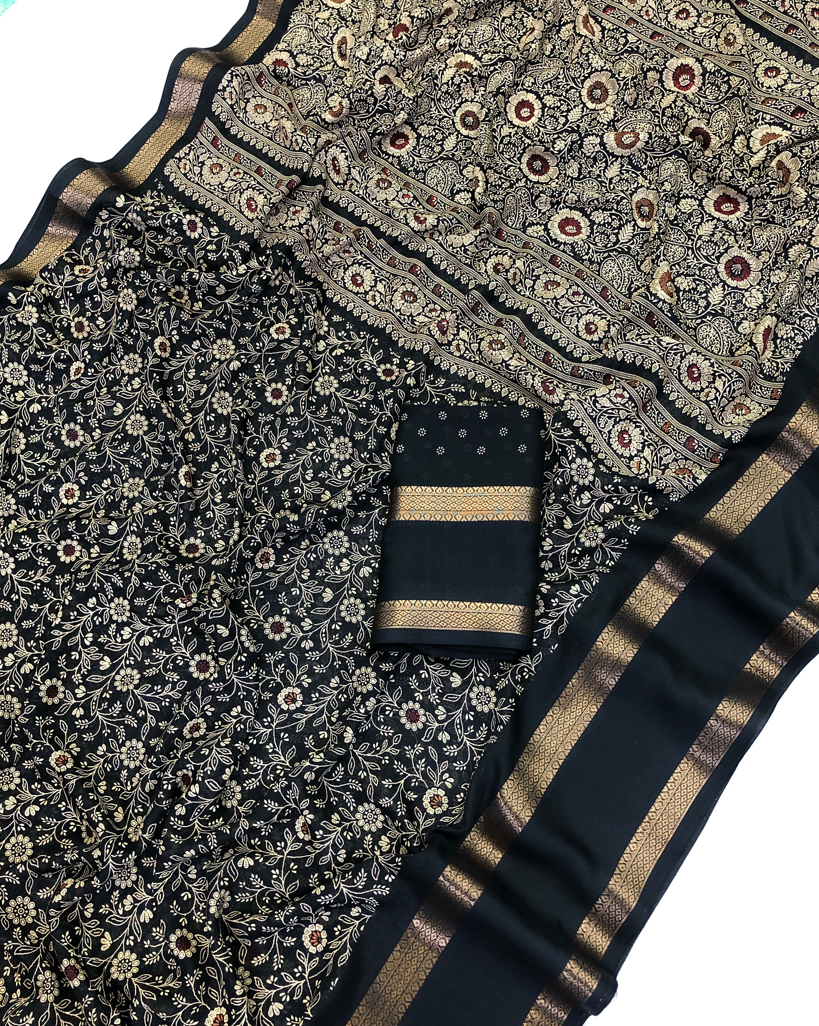 Gratifying Festive Wear Chiffon Print Work n Weaving Border Fancy Designer Saree With Blouse Piece