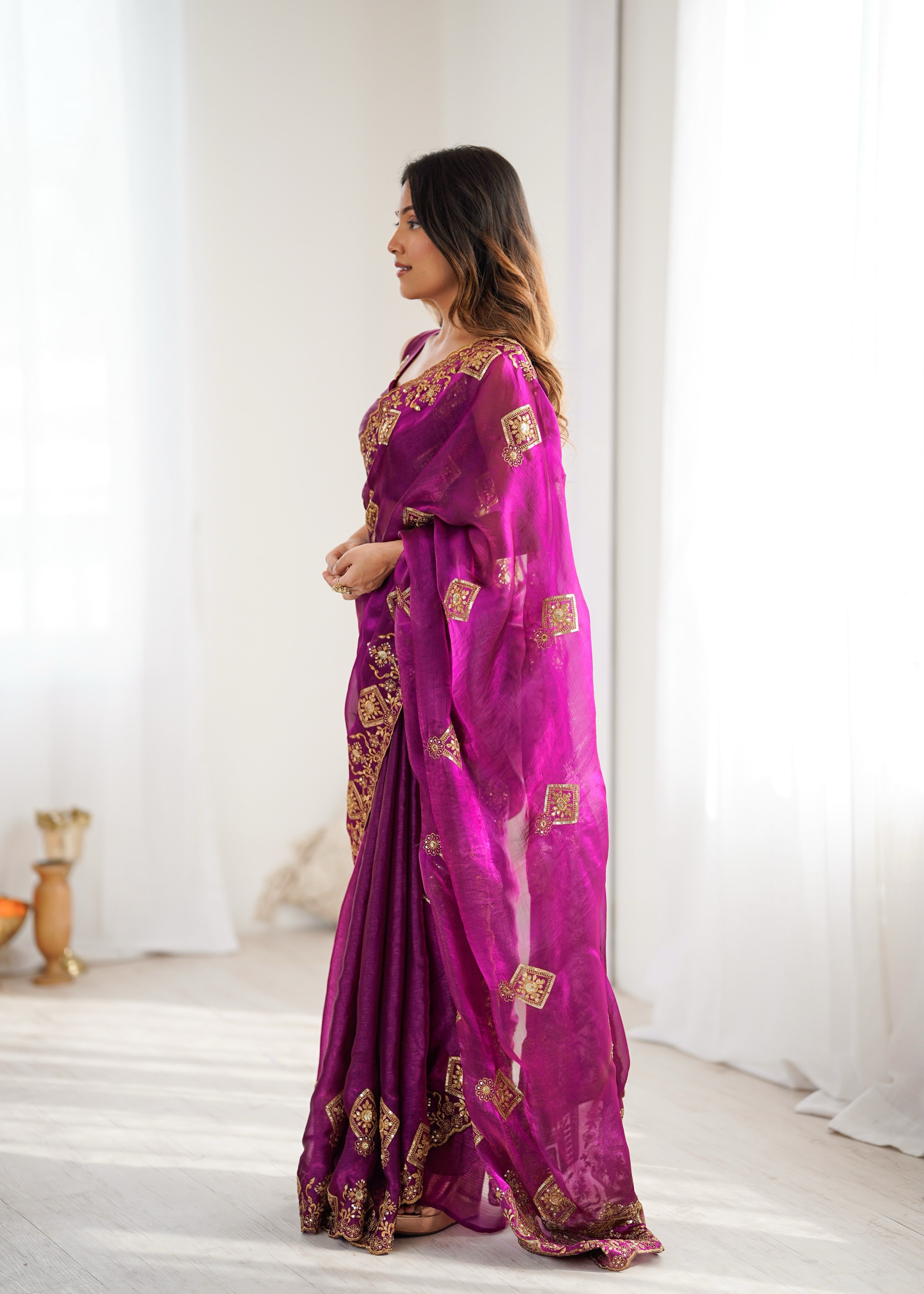 Prettiest Wedding Wear Silk Thread With Sequence Work Fancy Designer Saree With Unstitched Blouse