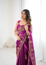 Load image into Gallery viewer, Prettiest Wedding Wear Silk Thread With Sequence Work Fancy Designer Saree With Unstitched Blouse
