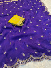 Load image into Gallery viewer, Charismatic Function Wear Soft Crunchy Silk Embroidery n Stone Work Saree With Contrast Blouse Piece
