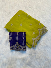 Load image into Gallery viewer, Charismatic Function Wear Soft Crunchy Silk Embroidery n Stone Work Saree With Contrast Blouse Piece
