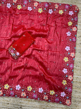 Load image into Gallery viewer, Sumptuous Sufi Silk Crush Thread n Sequence Beads Work Fancy Designer Saree With Exquisite Blouse Piece
