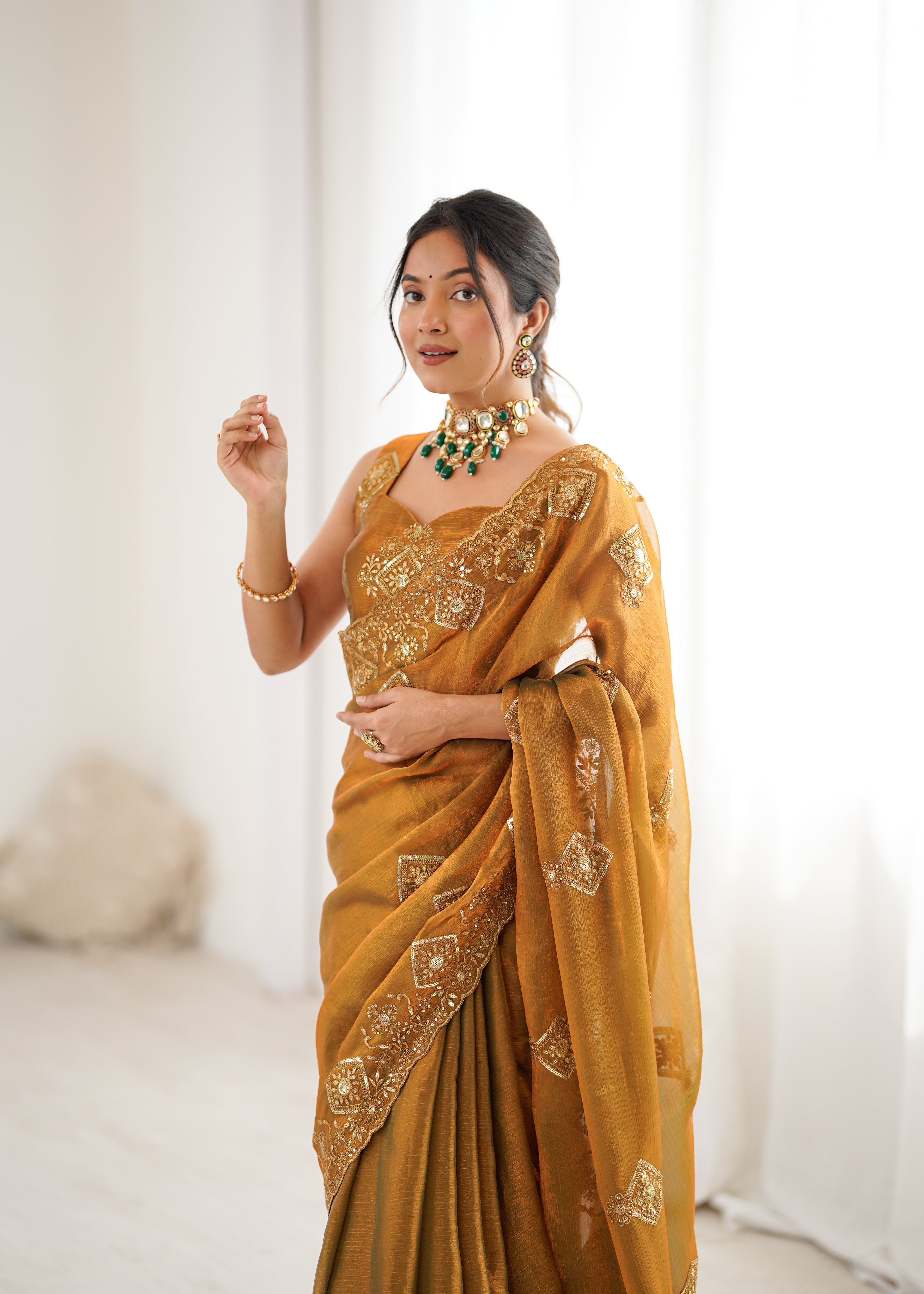 Prettiest Wedding Wear Silk Thread With Sequence Work Fancy Designer Saree With Unstitched Blouse