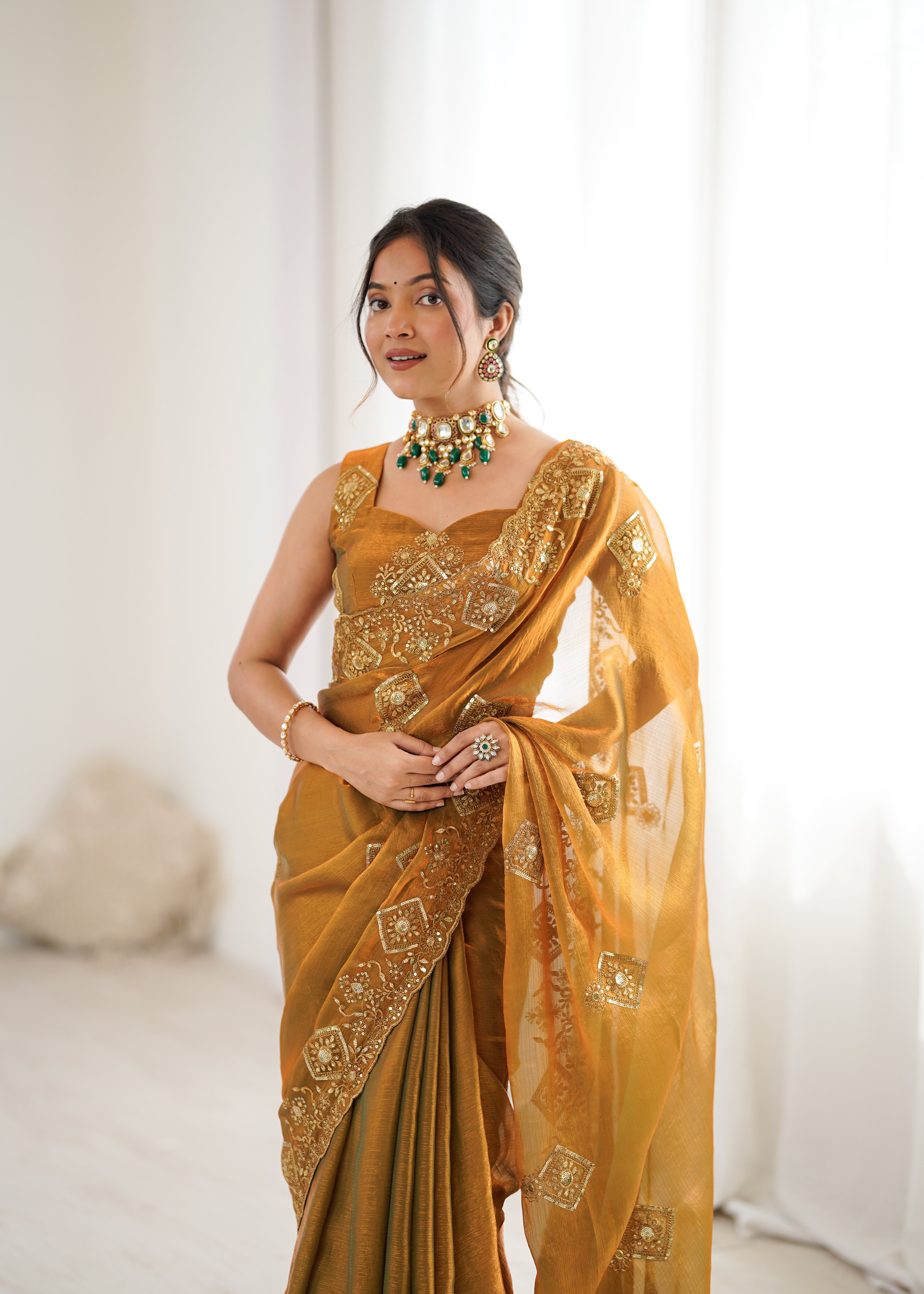 Prettiest Wedding Wear Silk Thread With Sequence Work Fancy Designer Saree With Unstitched Blouse