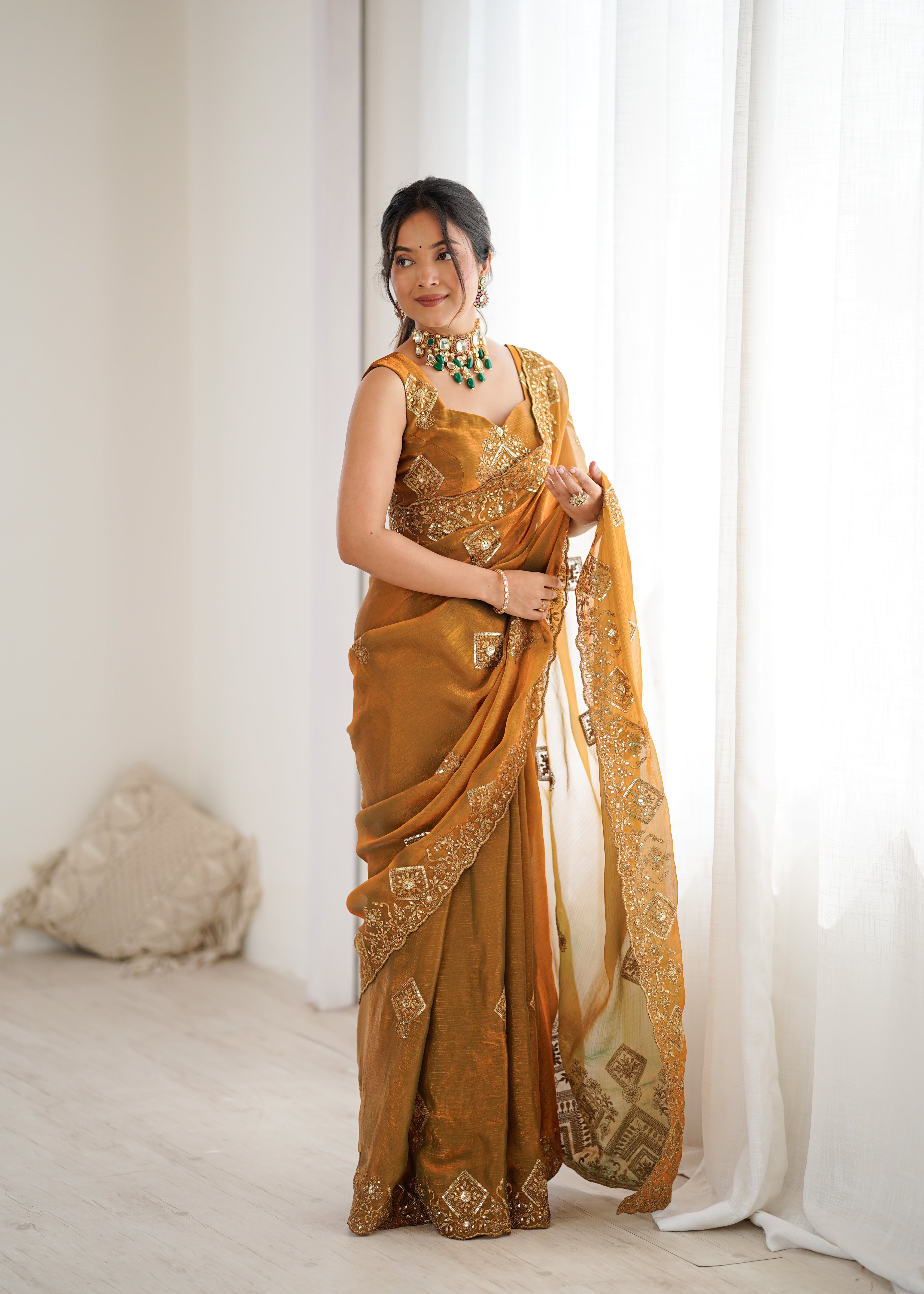 Prettiest Wedding Wear Silk Thread With Sequence Work Fancy Designer Saree With Unstitched Blouse