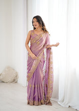 Load image into Gallery viewer, Prettiest Wedding Wear Silk Thread With Sequence Work Fancy Designer Saree With Unstitched Blouse
