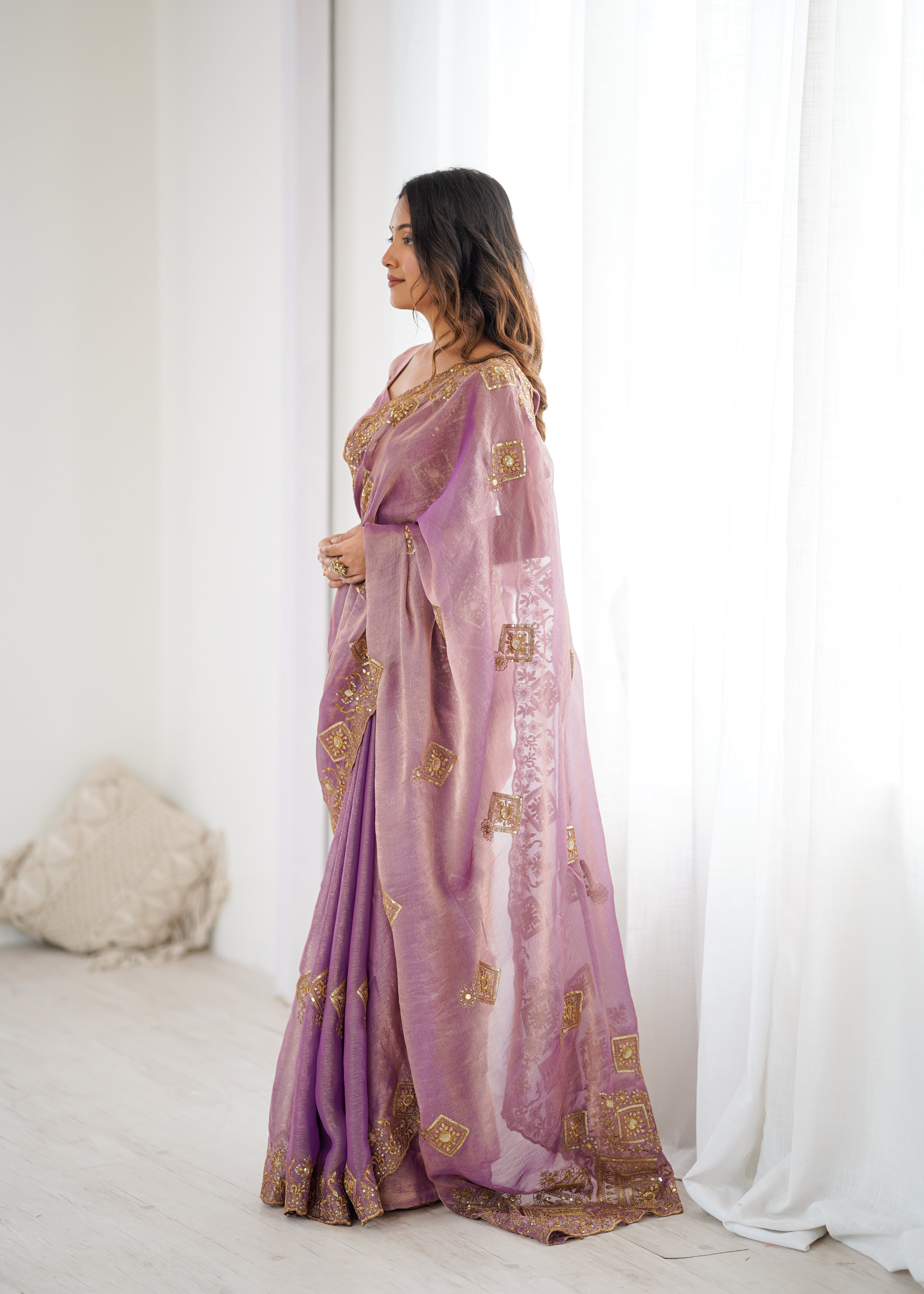 Prettiest Wedding Wear Silk Thread With Sequence Work Fancy Designer Saree With Unstitched Blouse
