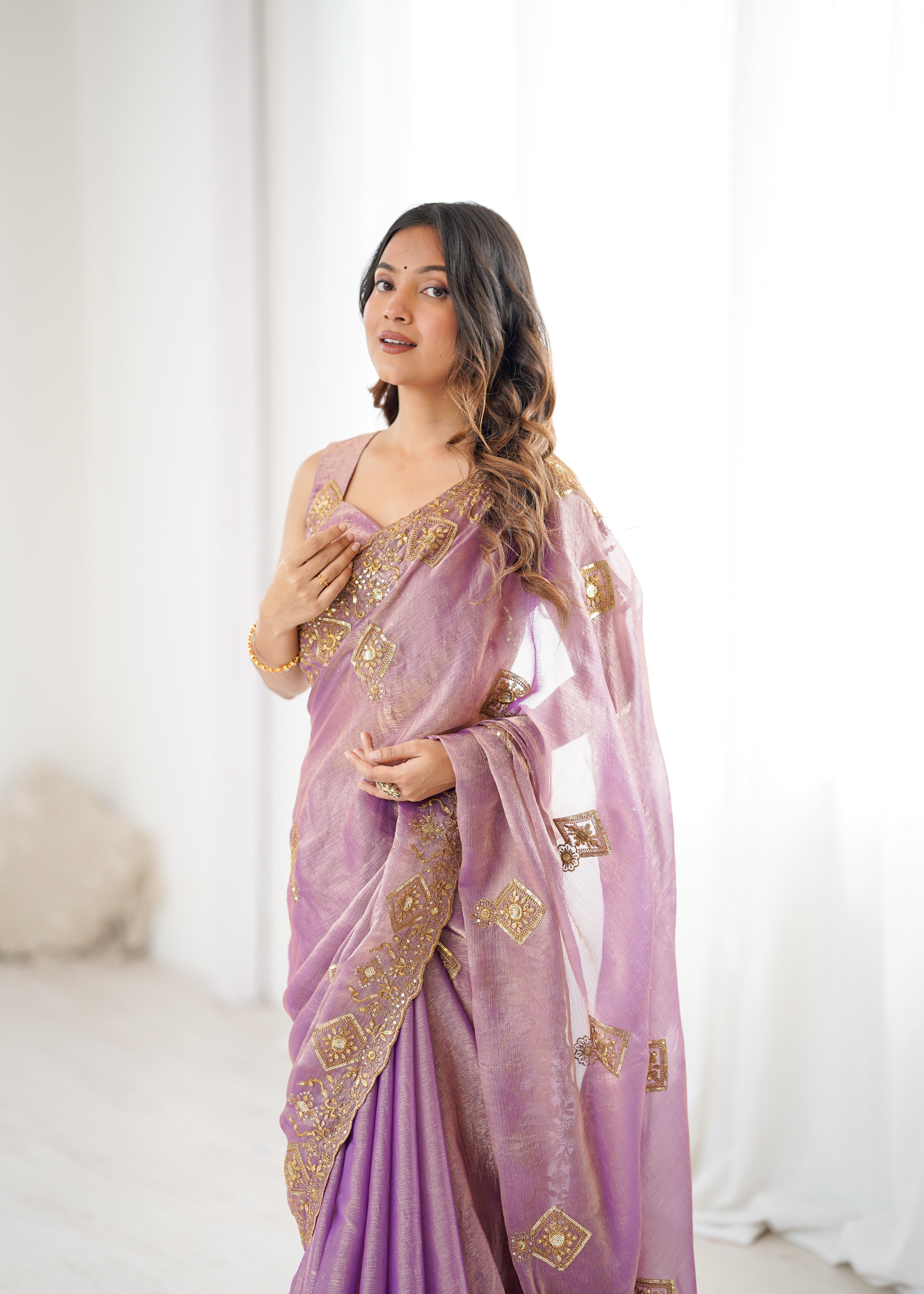 Prettiest Wedding Wear Silk Thread With Sequence Work Fancy Designer Saree With Unstitched Blouse