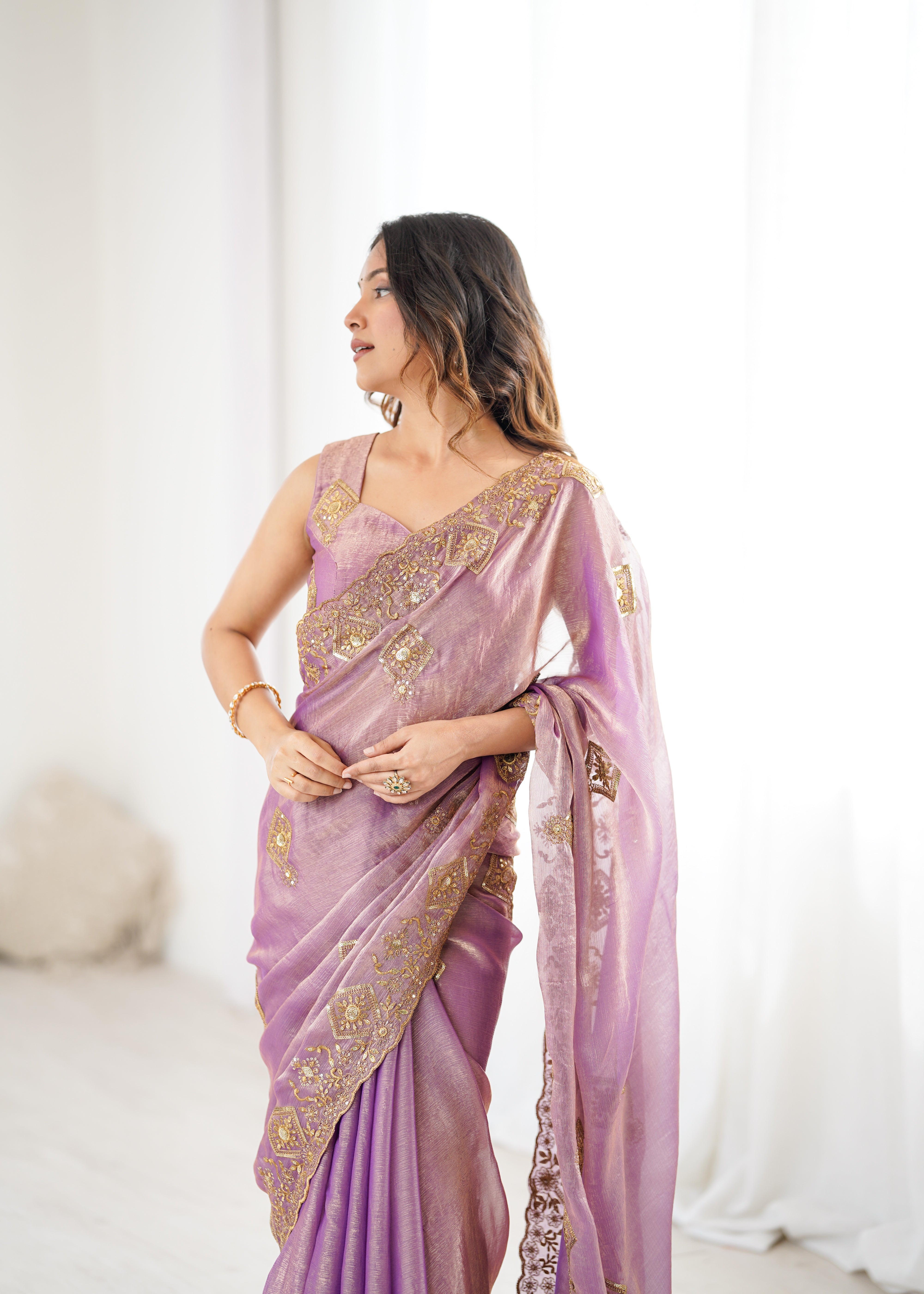Prettiest Wedding Wear Silk Thread With Sequence Work Fancy Designer Saree With Unstitched Blouse