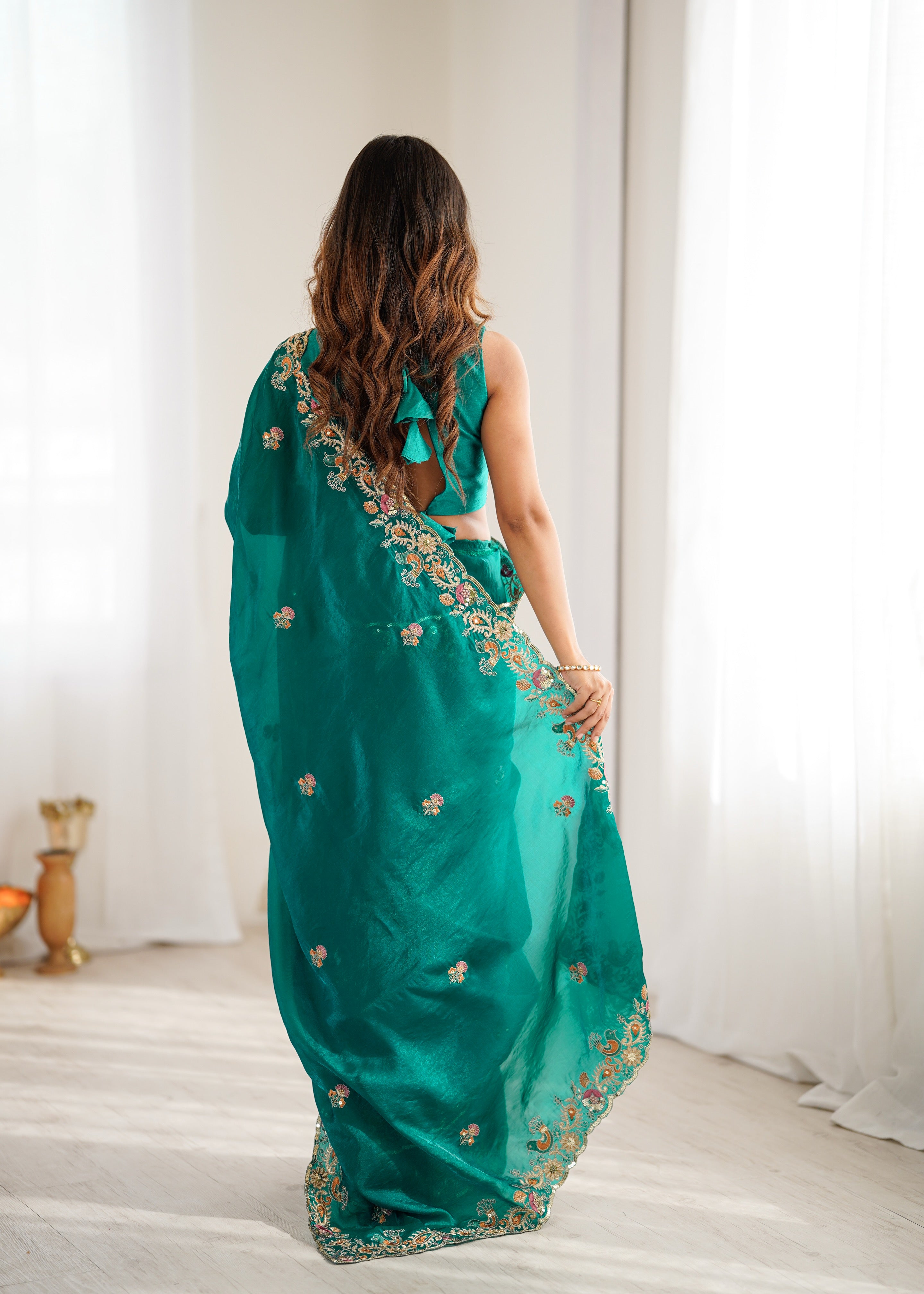 Demanding Function Wear Silk Thread With Sequence Work Fancy Designer Saree With Unstitched Blouse