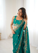 Load image into Gallery viewer, Demanding Function Wear Silk Thread With Sequence Work Fancy Designer Saree With Unstitched Blouse
