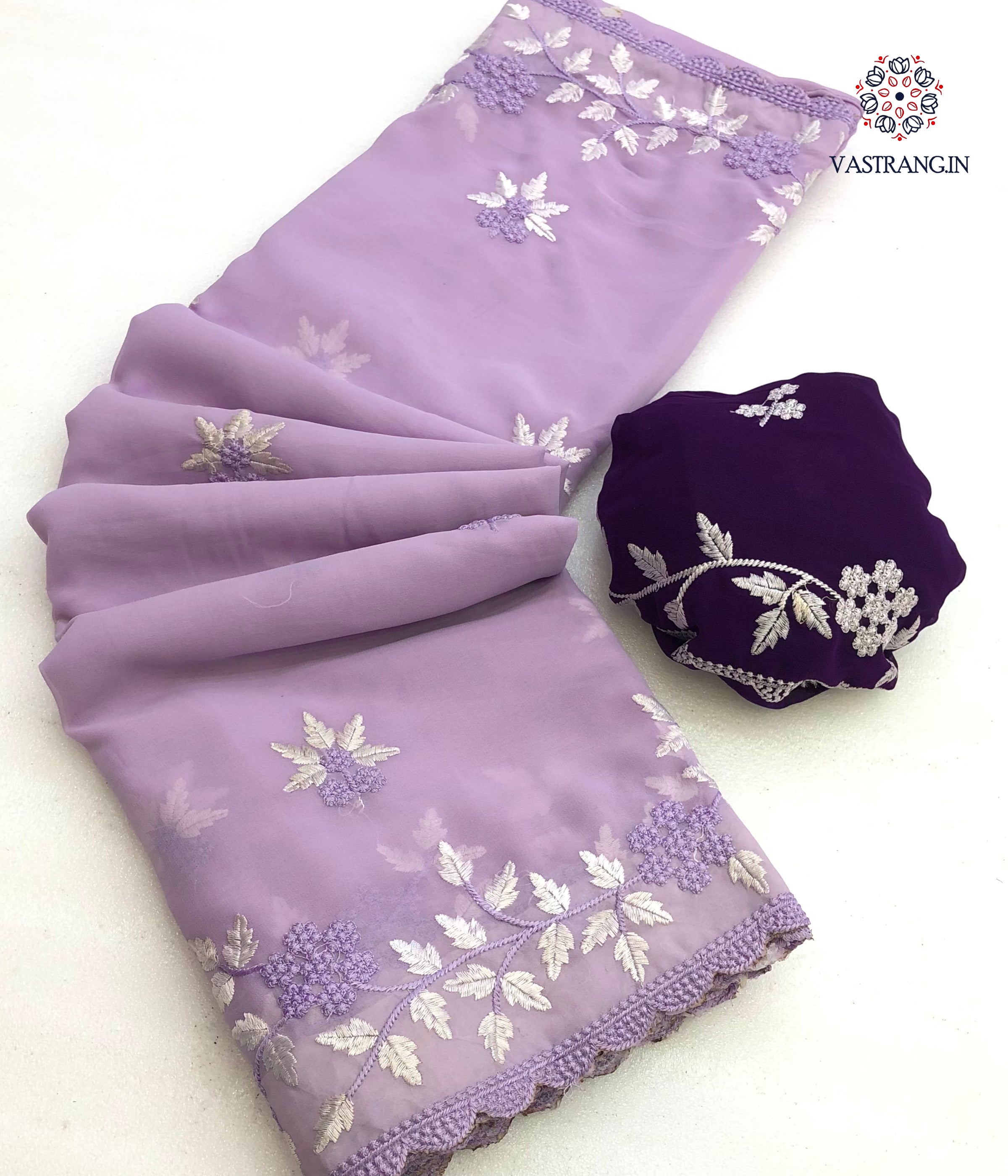 New Function Wear Georgette Embroidered With Scalloped Cut Work Fancy Designer Saree