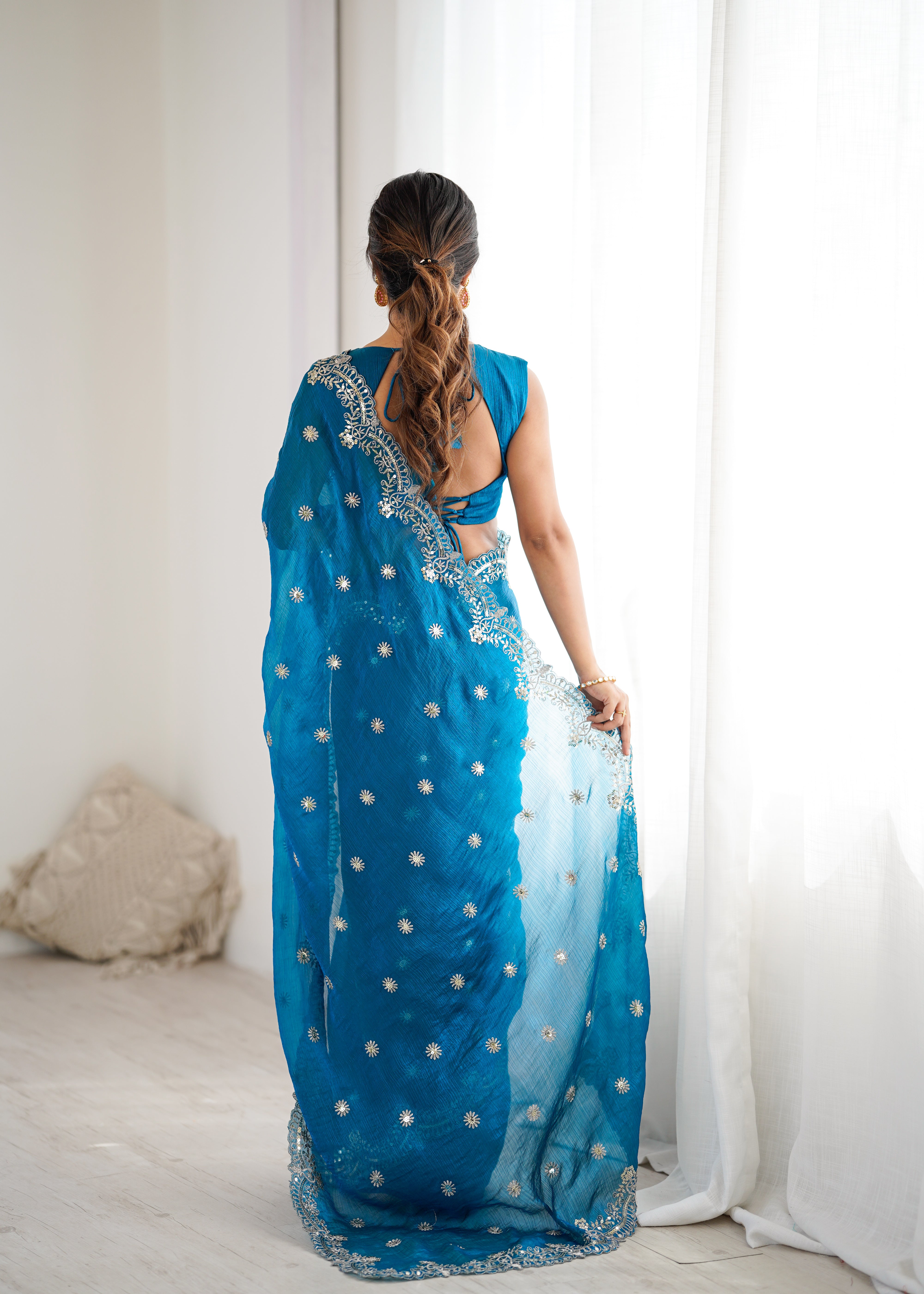 Marvellous Party Wear Silk Thread With Sequence Work Fancy Designer Saree With Unstitched Blouse