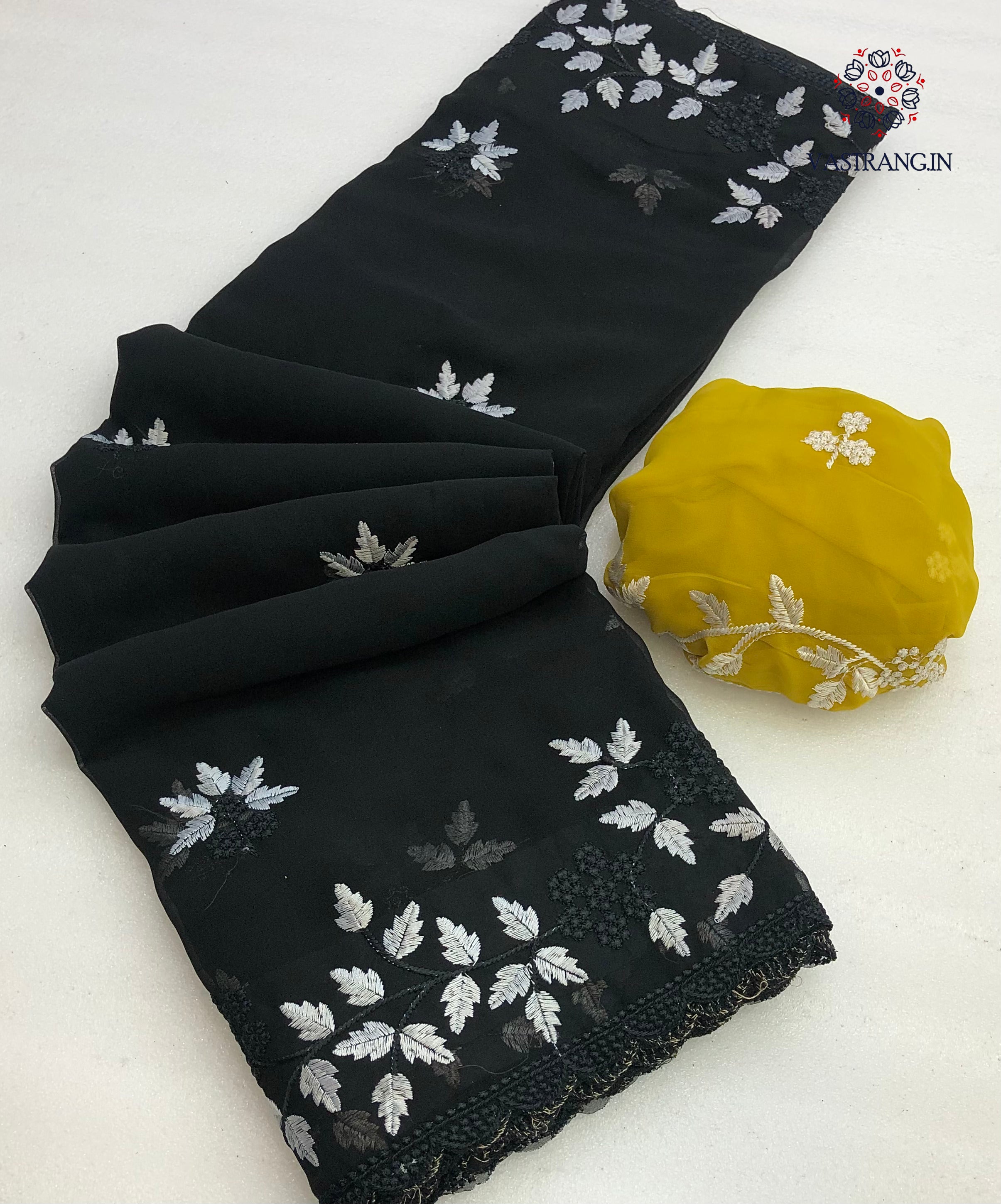 New Function Wear Georgette Embroidered With Scalloped Cut Work Fancy Designer Saree