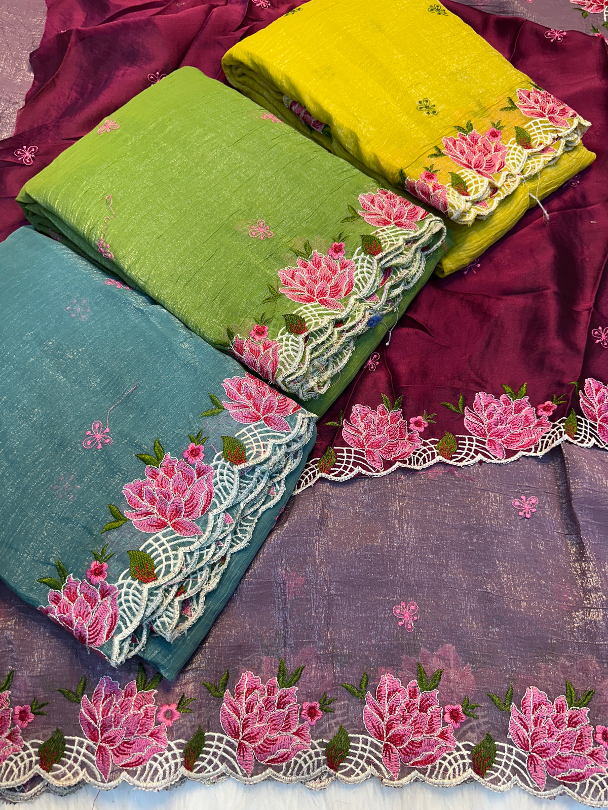 Marvellous Function Wear Soft Crunchy Silk Embroidery Thread n Cut Work Fancy Saree With Blissful Blouse Piece