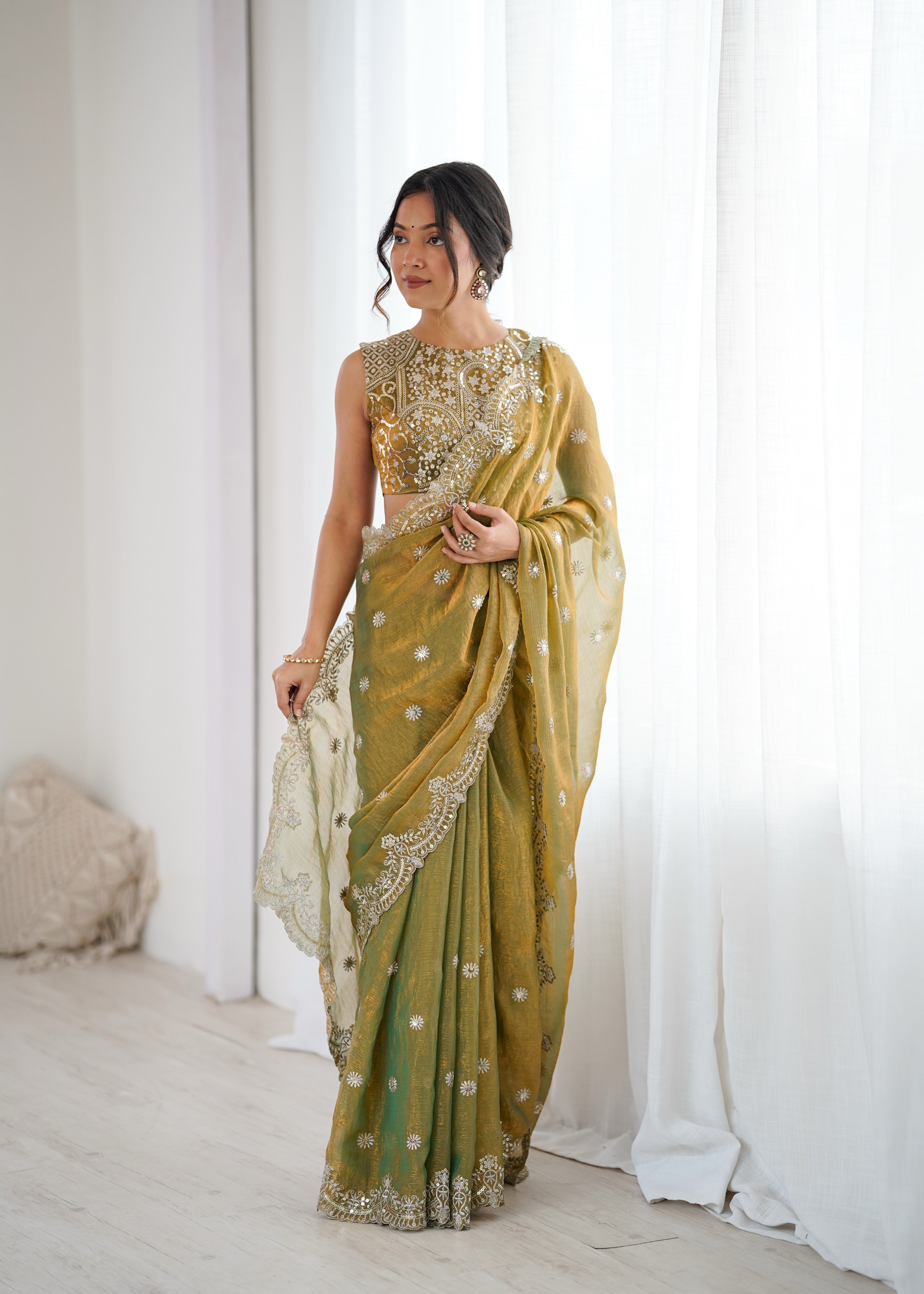 Marvellous Party Wear Silk Thread With Sequence Work Fancy Designer Saree With Unstitched Blouse