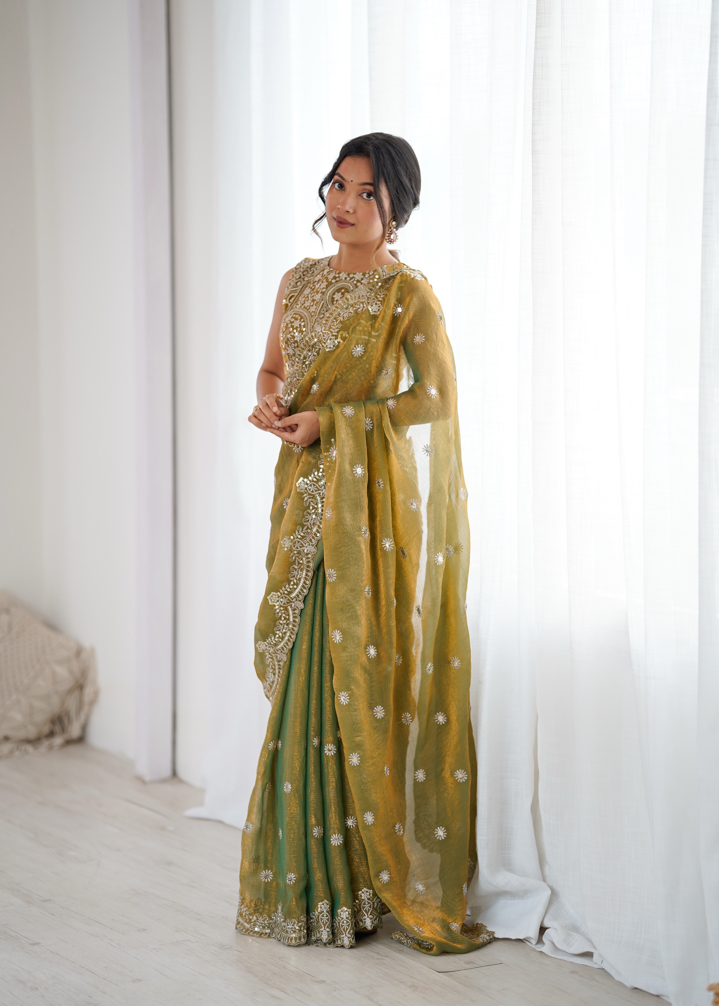 Marvellous Party Wear Silk Thread With Sequence Work Fancy Designer Saree With Unstitched Blouse