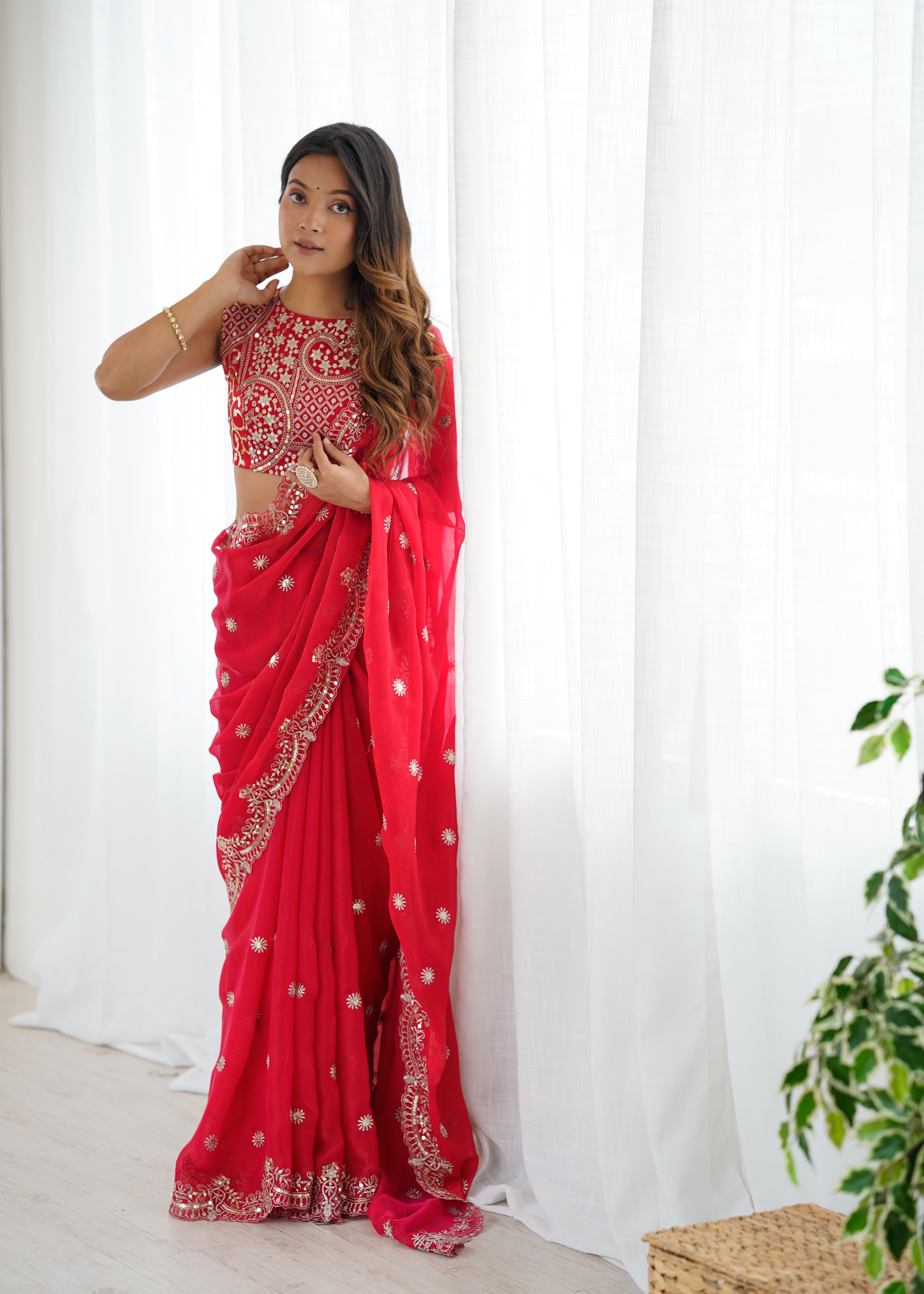 Marvellous Party Wear Silk Thread With Sequence Work Fancy Designer Saree With Unstitched Blouse