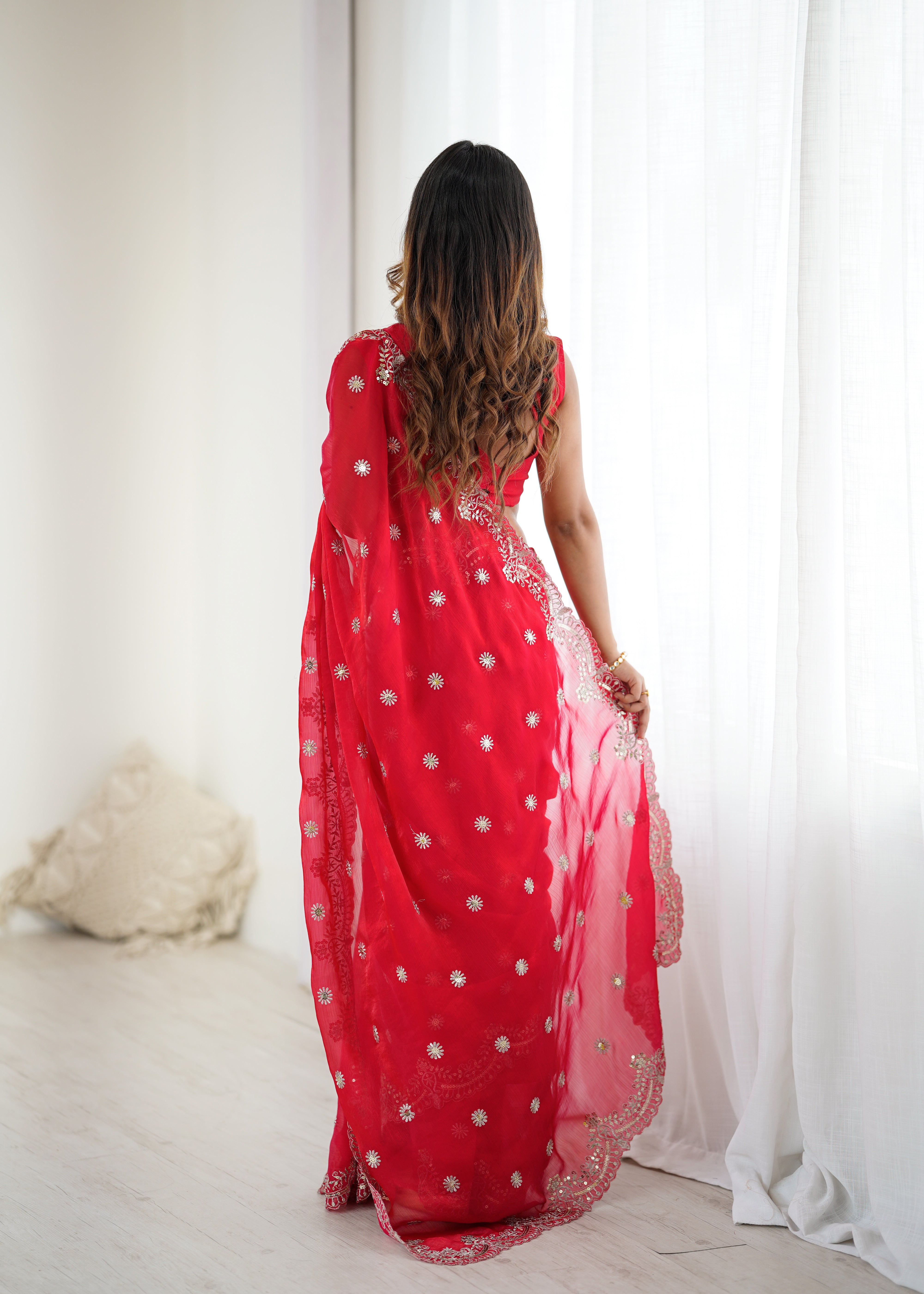 Marvellous Party Wear Silk Thread With Sequence Work Fancy Designer Saree With Unstitched Blouse