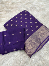Load image into Gallery viewer, Charismatic Party Wear Pure Viscose Chinoon Zari Jacquard Weaving Work Fancy Designer Saree With Glowing Blouse Piece
